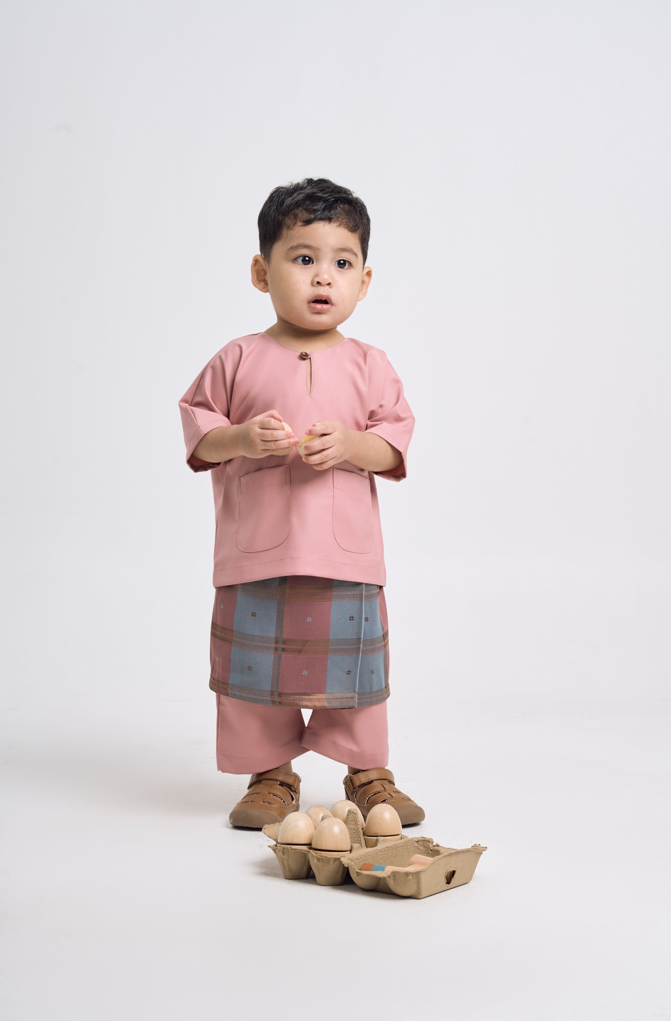 Patawali Baby Boys Baju Melayu Teluk Belanga - Dusty Pink