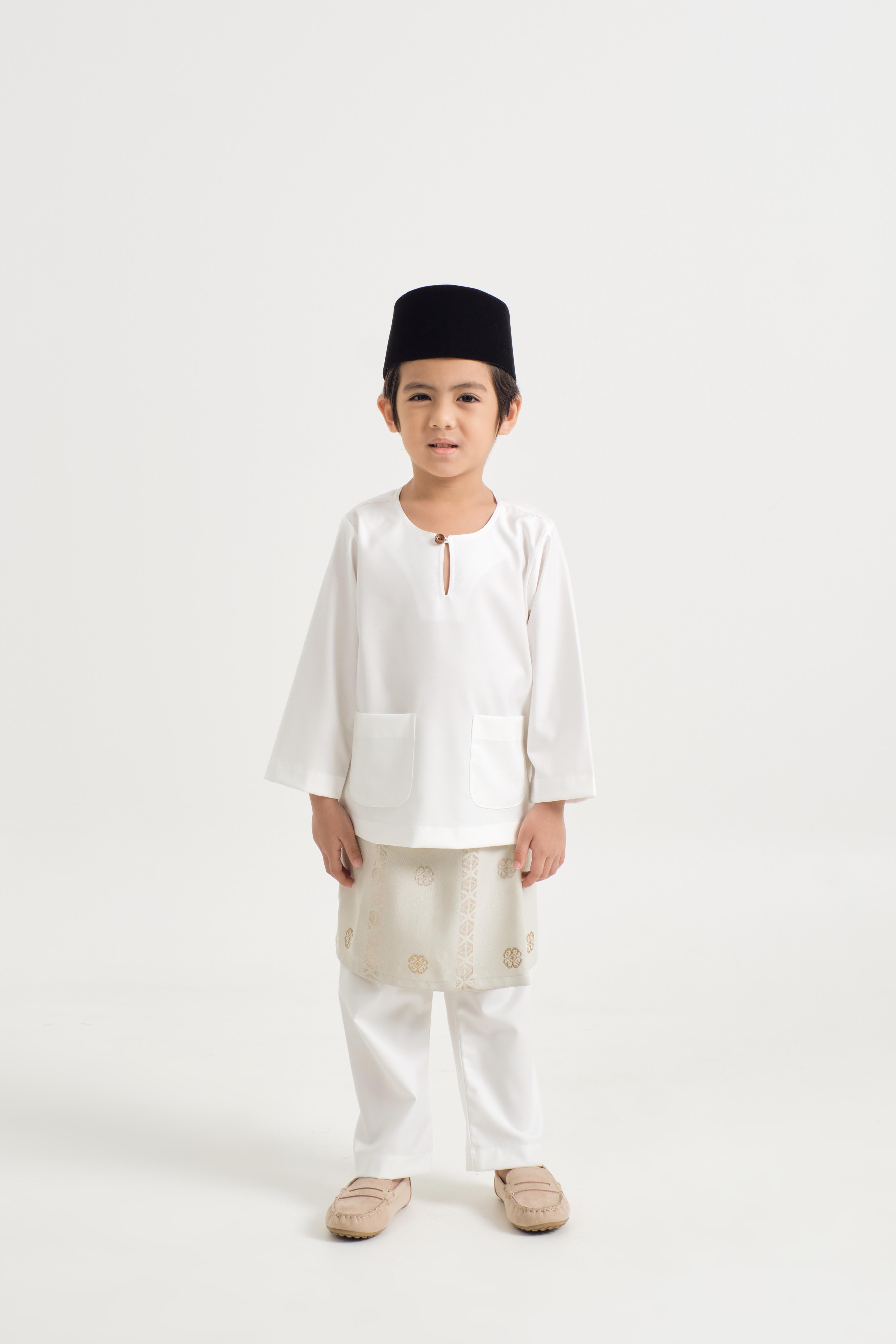 Patawali Boys Baju Melayu Teluk Belanga - Antique White