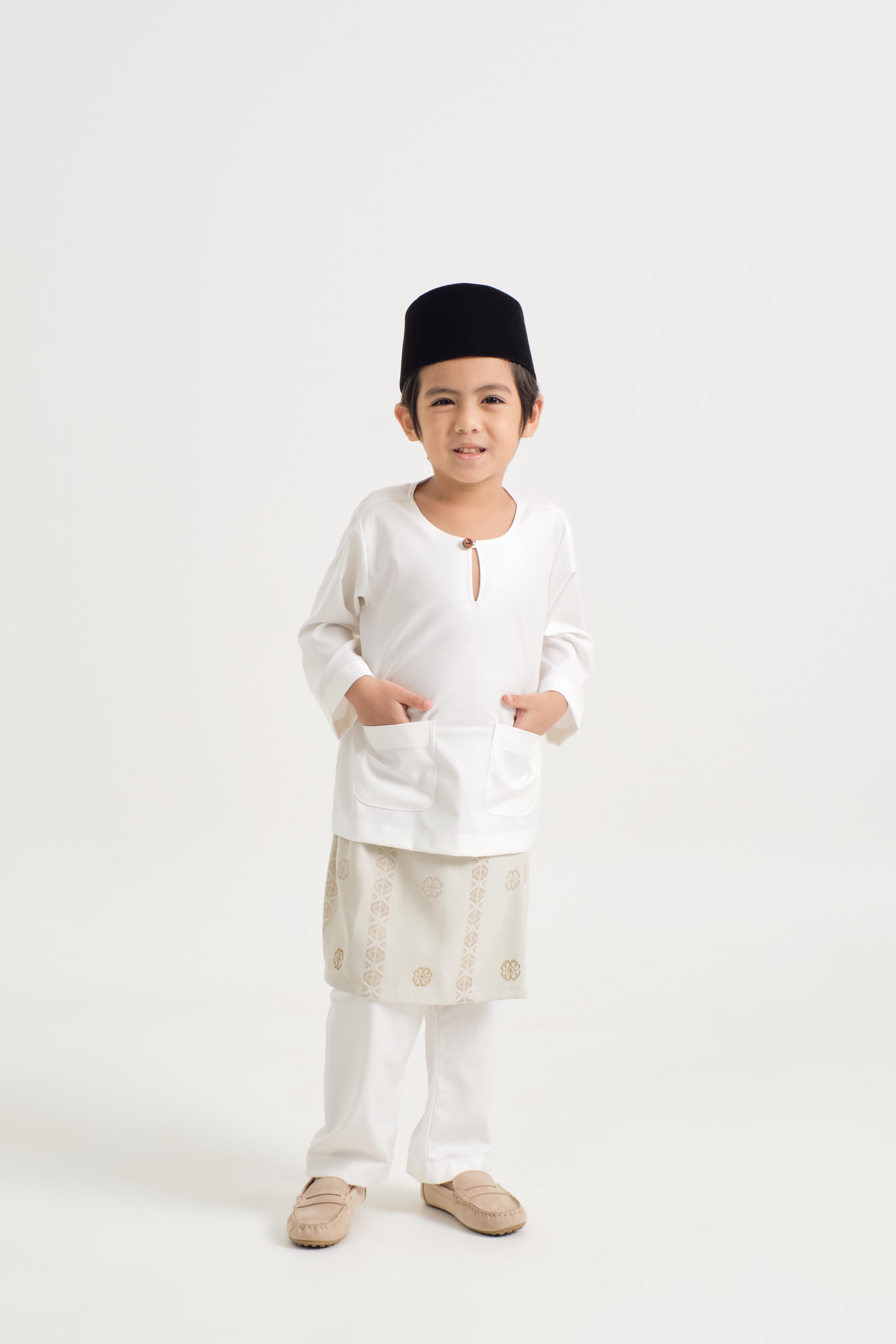 Patawali Boys Baju Melayu Teluk Belanga - Antique White