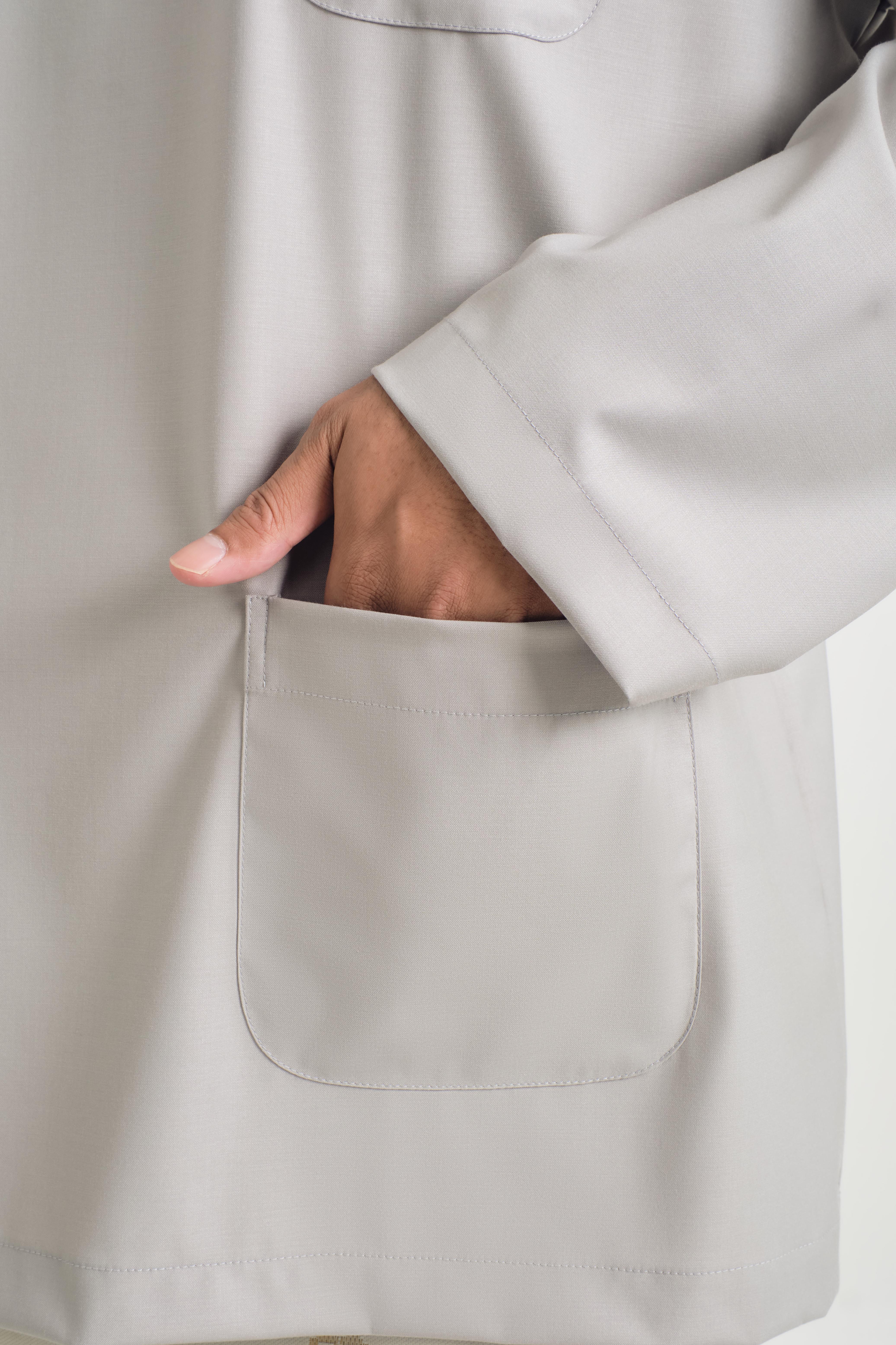 Patawali Classic Fit Baju Melayu Teluk Belanga - Ash Grey