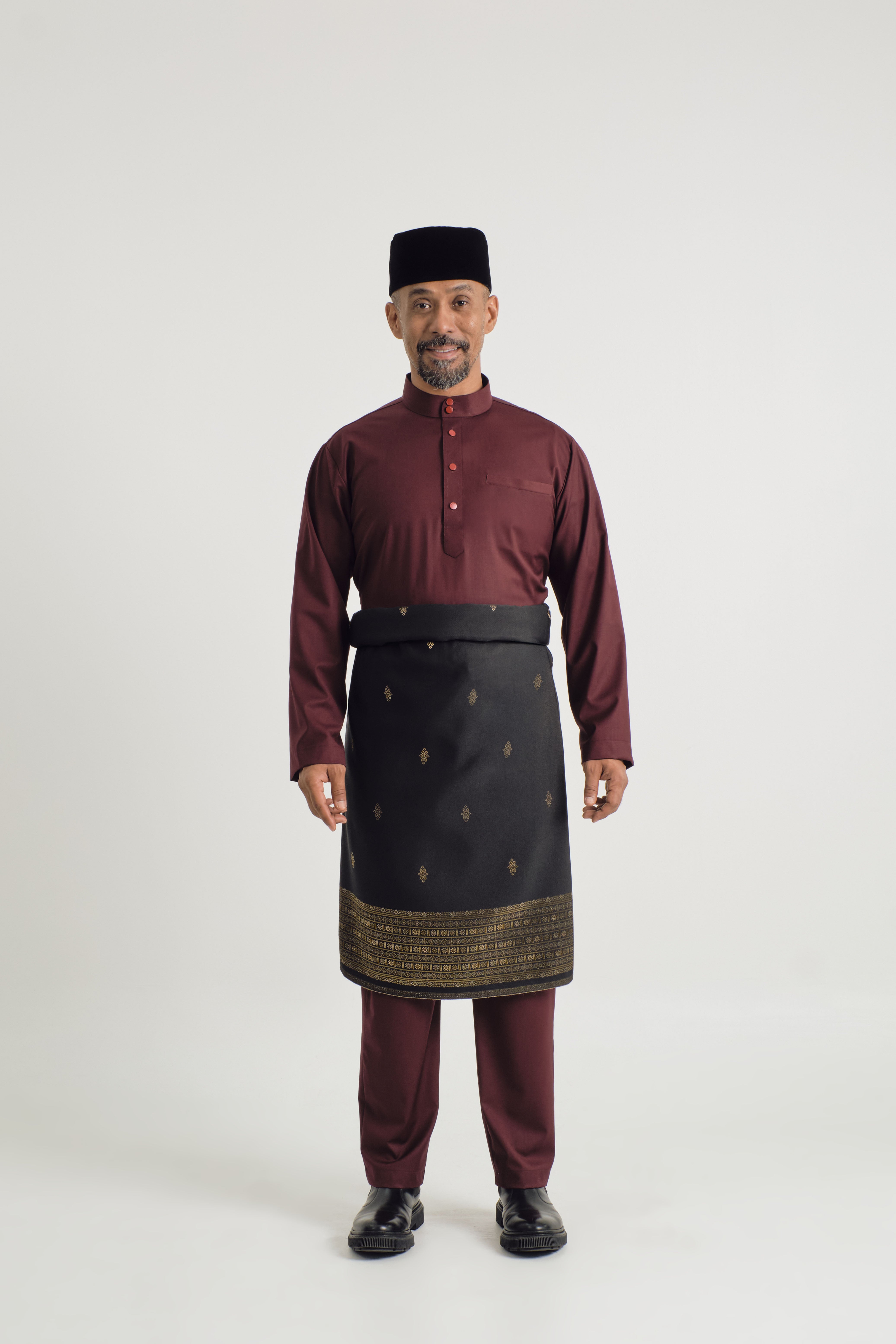 Patawali Baju Melayu Cekak Musang - Burgundy Red
