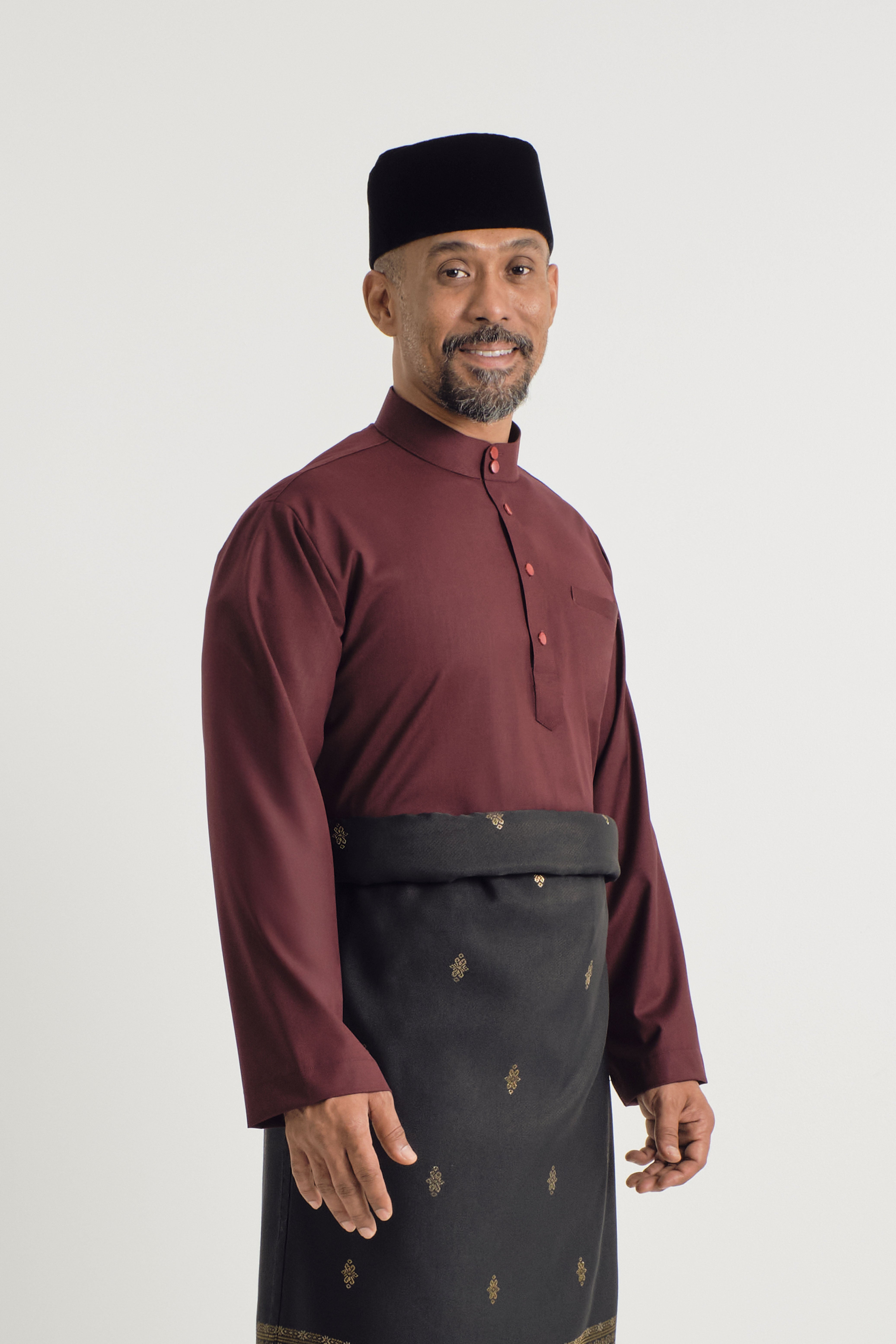 Patawali Baju Melayu Cekak Musang - Burgundy Red
