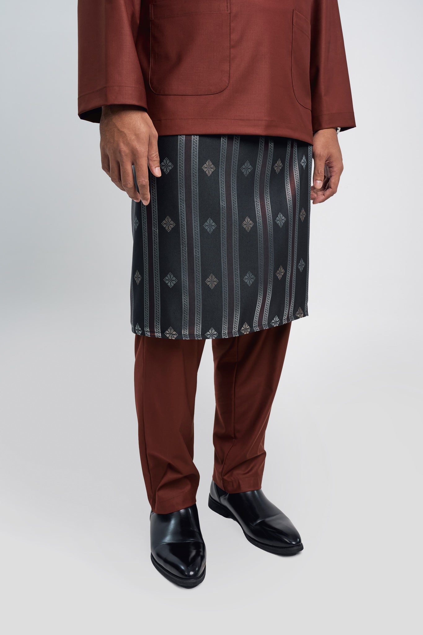Patawali Modern Fit Baju Melayu Teluk Belanga - Bean Brown