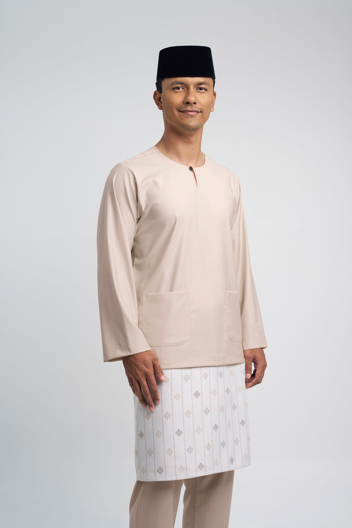 Patawali Modern Fit Baju Melayu Teluk Belanga - Beige