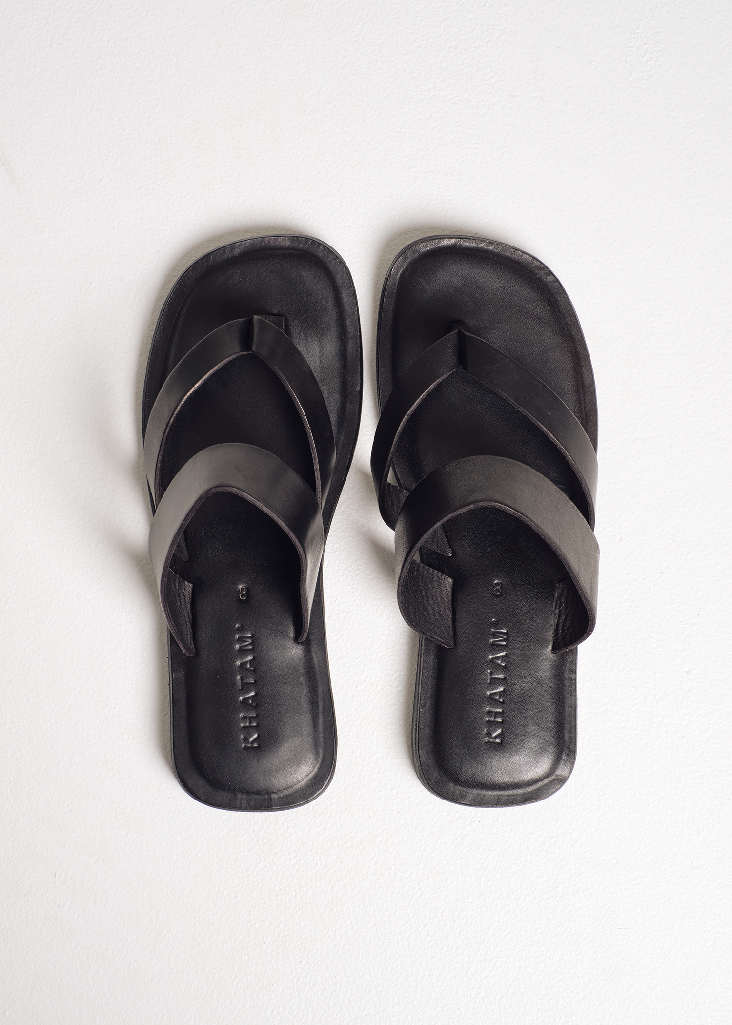Sandal Toe-Post Strap Leather - Black