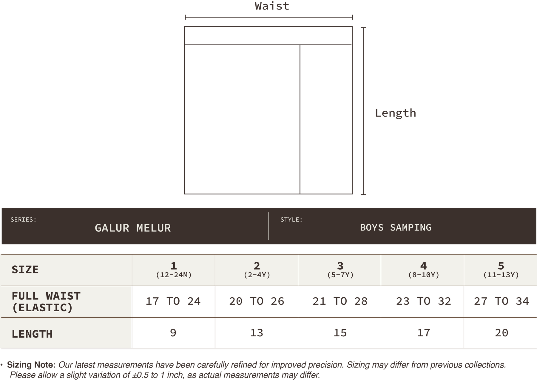Boys Samping Galur Melur - Coklat
