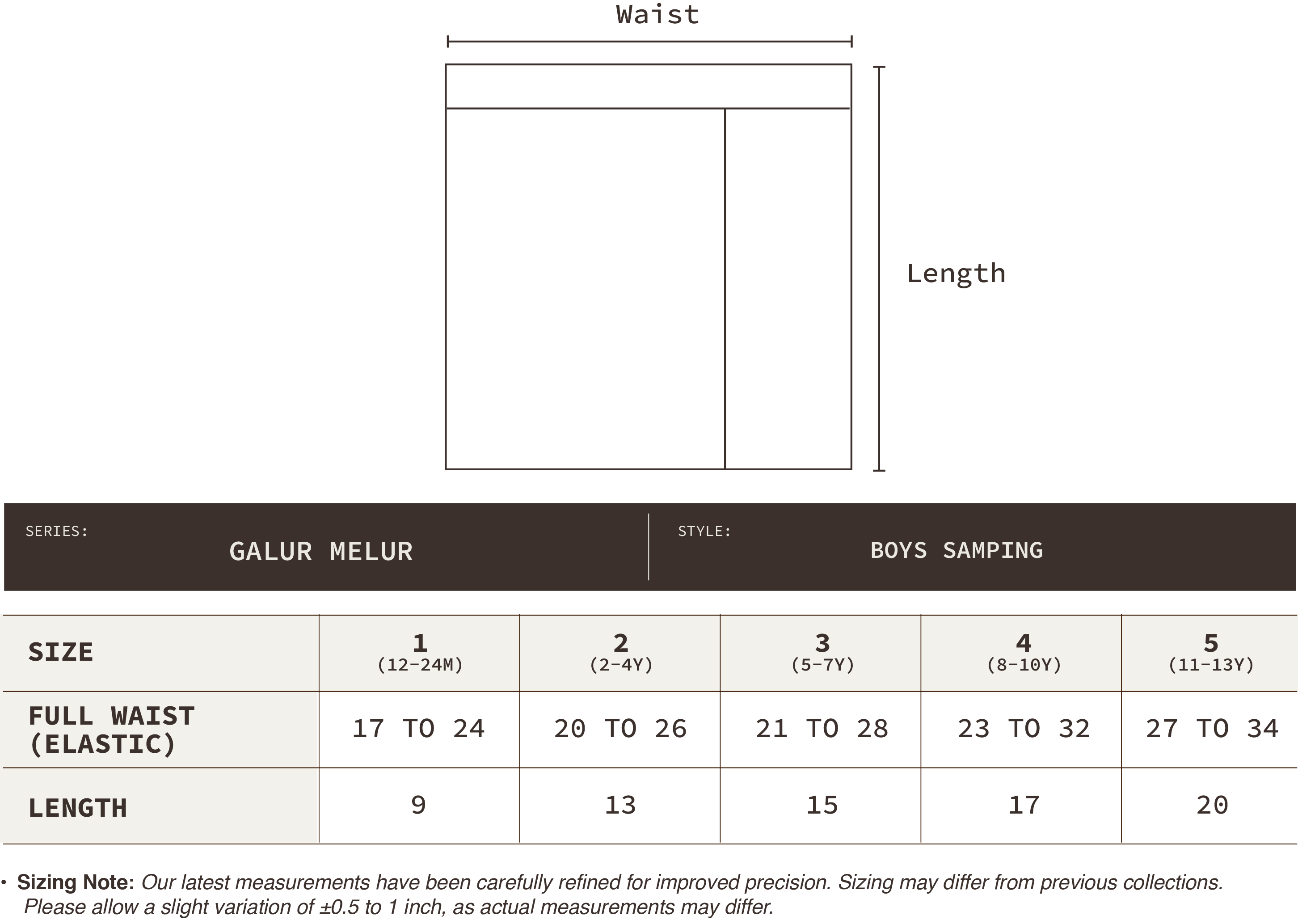 Boys Samping Galur Melur - Coklat