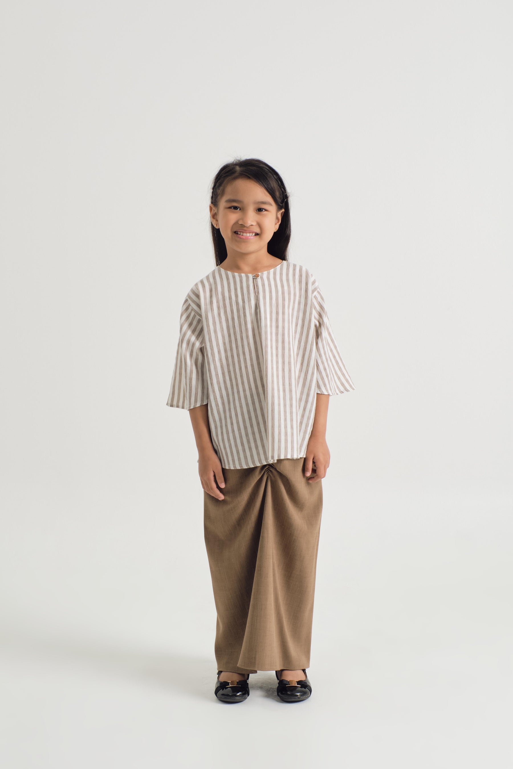 Pangku Girls Kurung Kedah - Stripe Brown