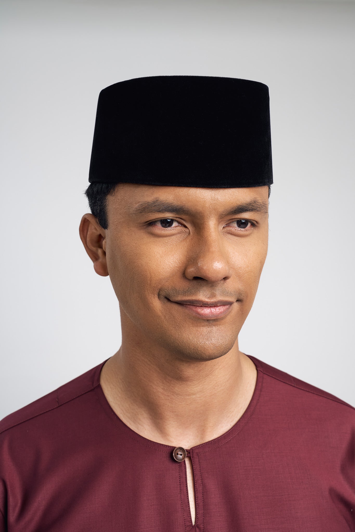 Patawali Modern Fit Baju Melayu Teluk Belanga - Burgundy Red