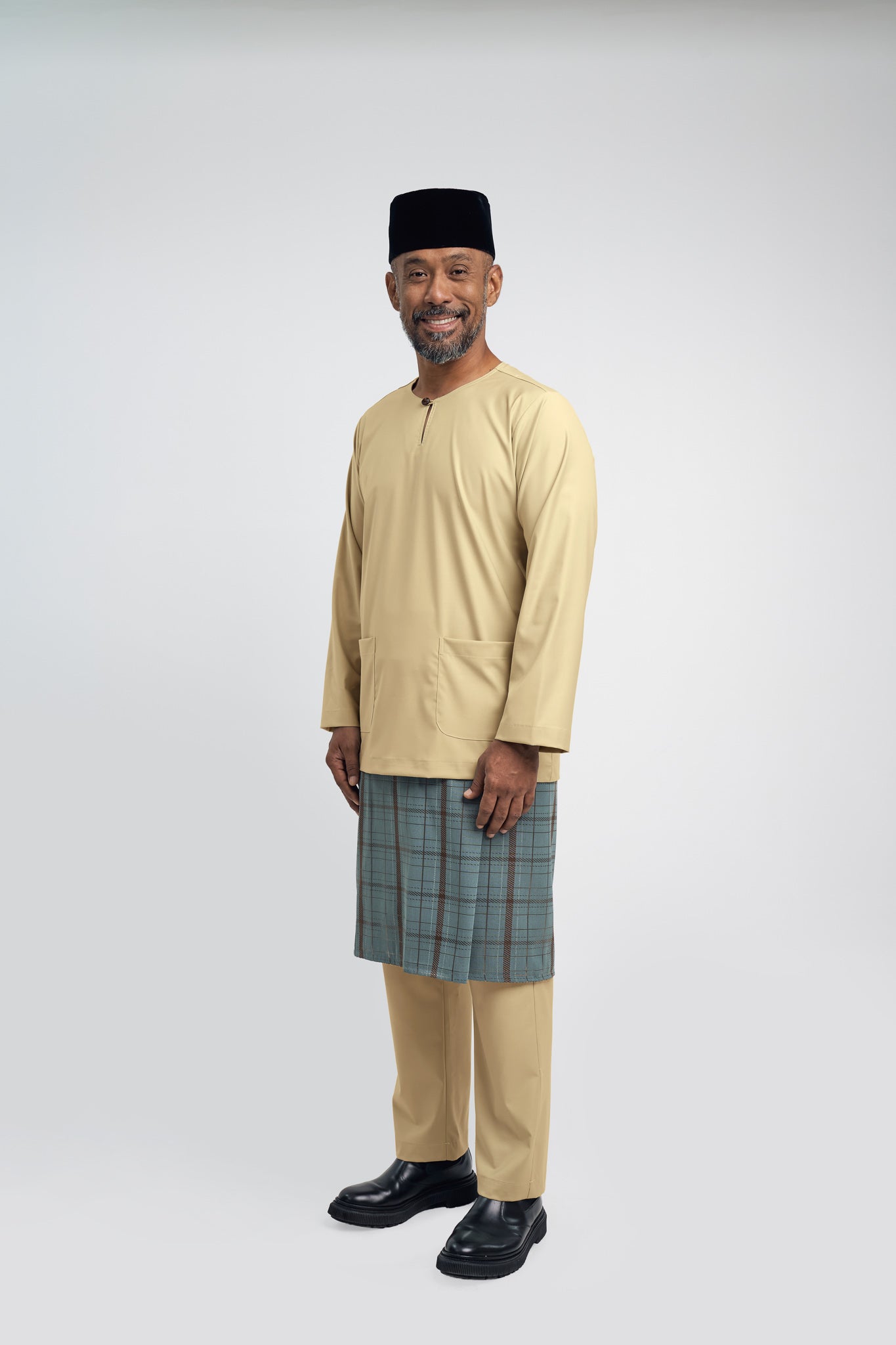Patawali Modern Fit Baju Melayu Teluk Belanga - Buttermilk