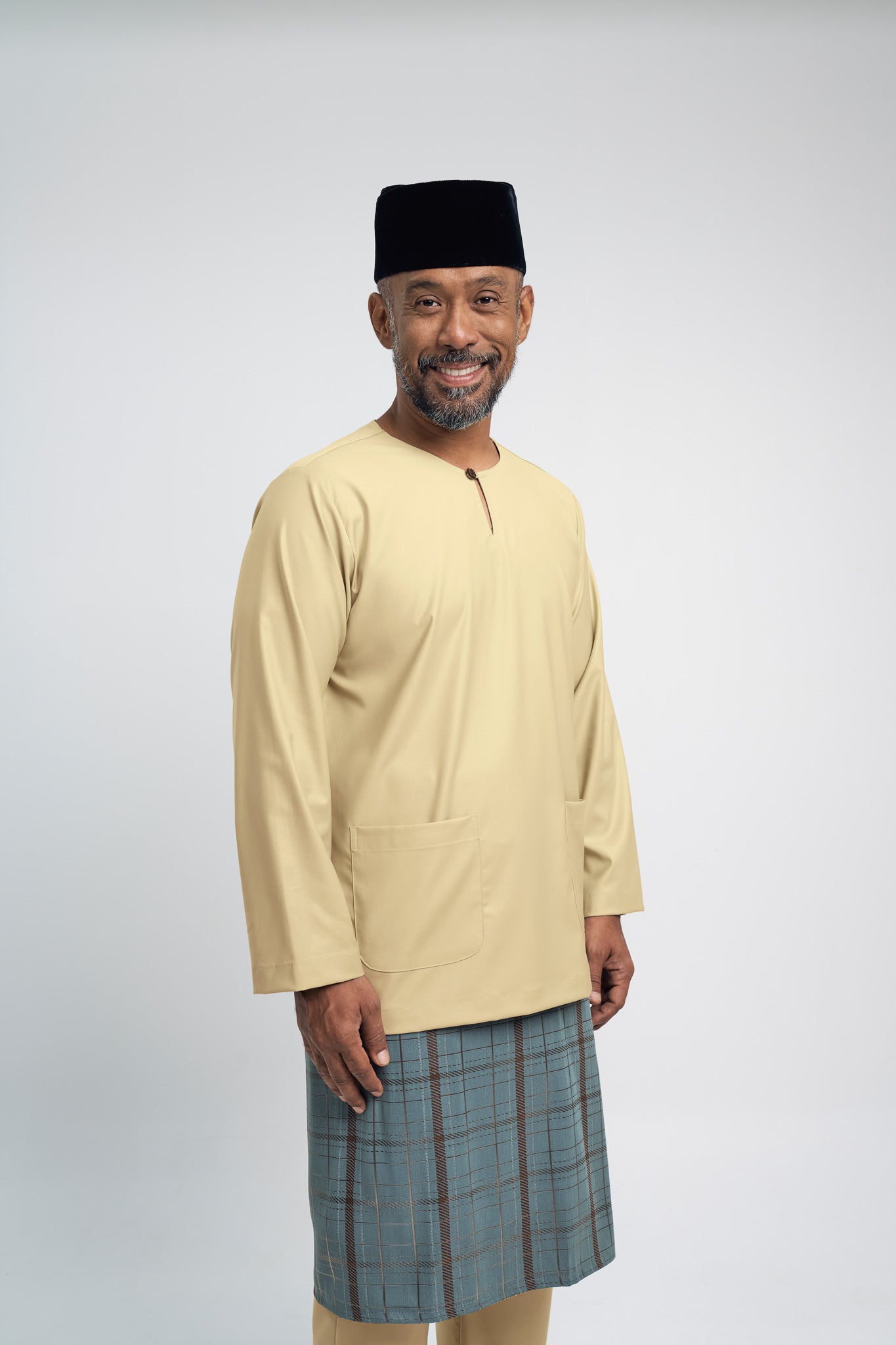 Patawali Modern Fit Baju Melayu Teluk Belanga - Buttermilk