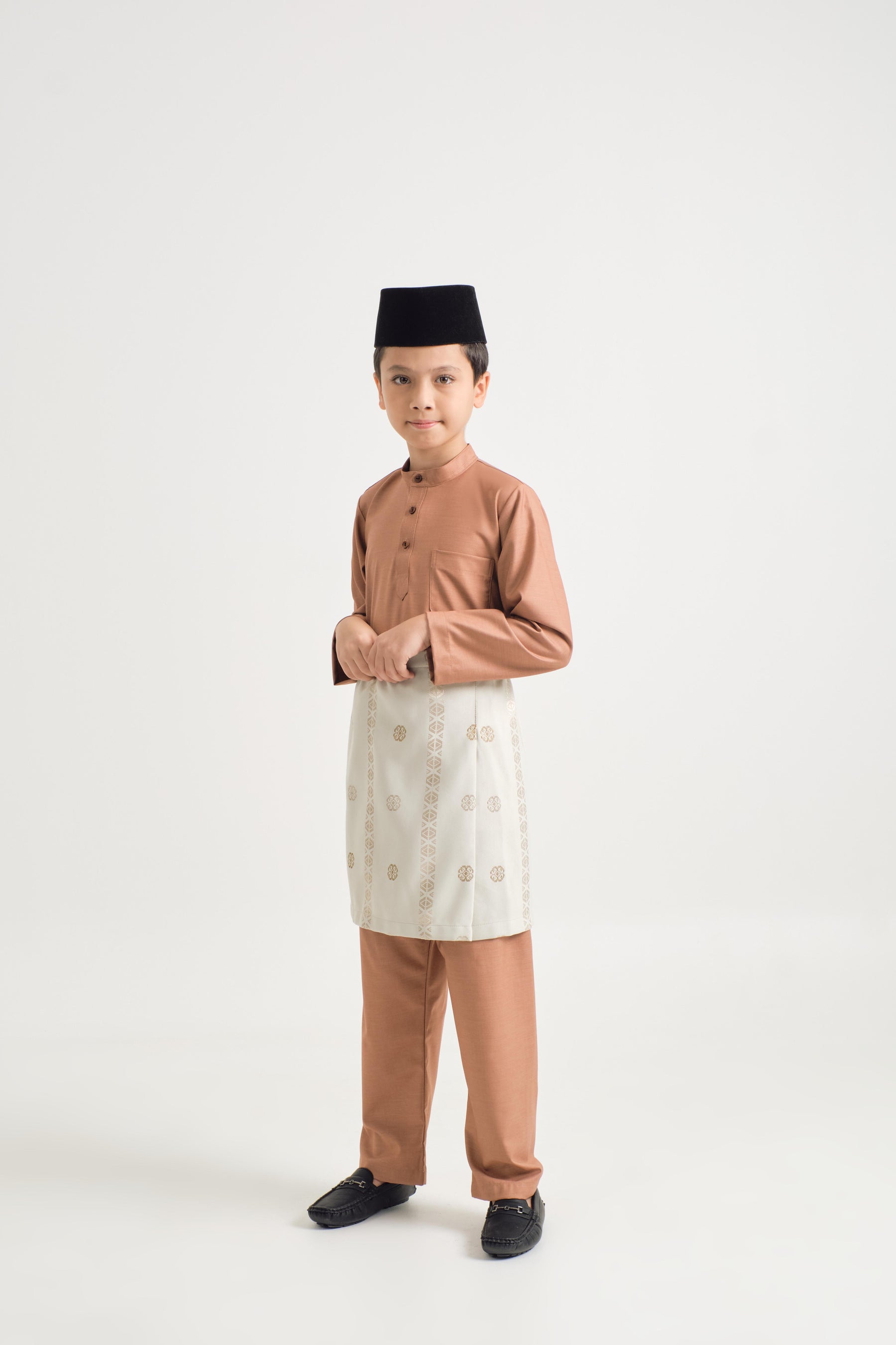 Patawali Boys Baju Melayu Cekak Musang - Clay Brown