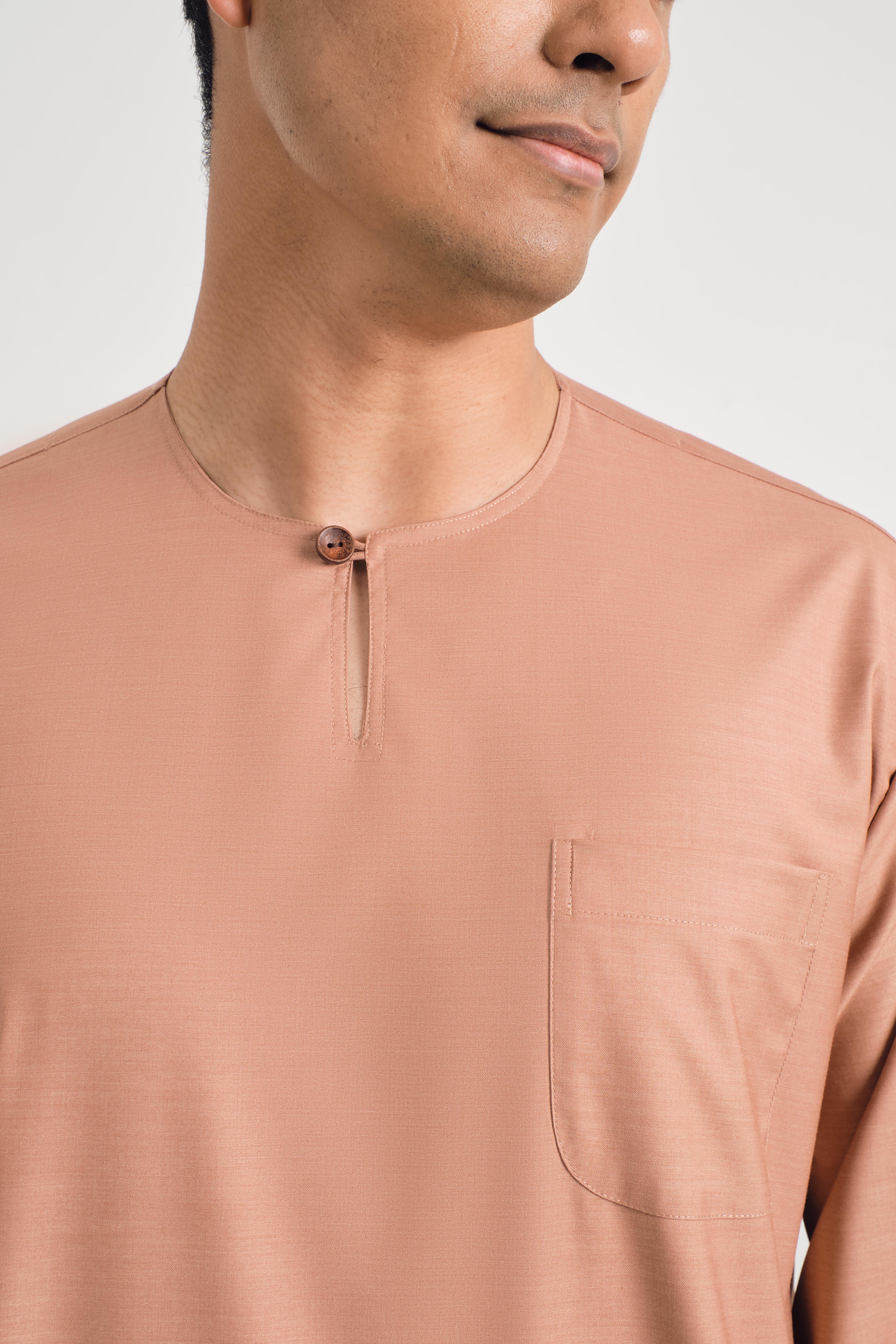 Patawali Classic Fit Baju Melayu Teluk Belanga - Clay Brown
