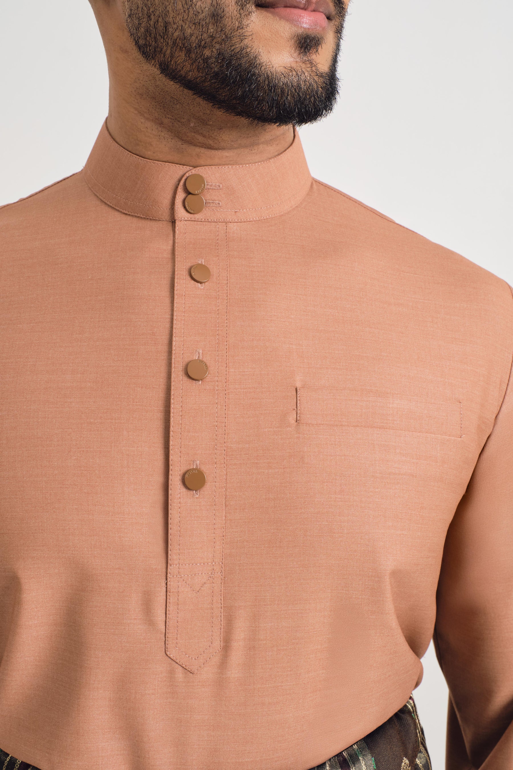 Patawali Baju Melayu Cekak Musang - Clay Brown