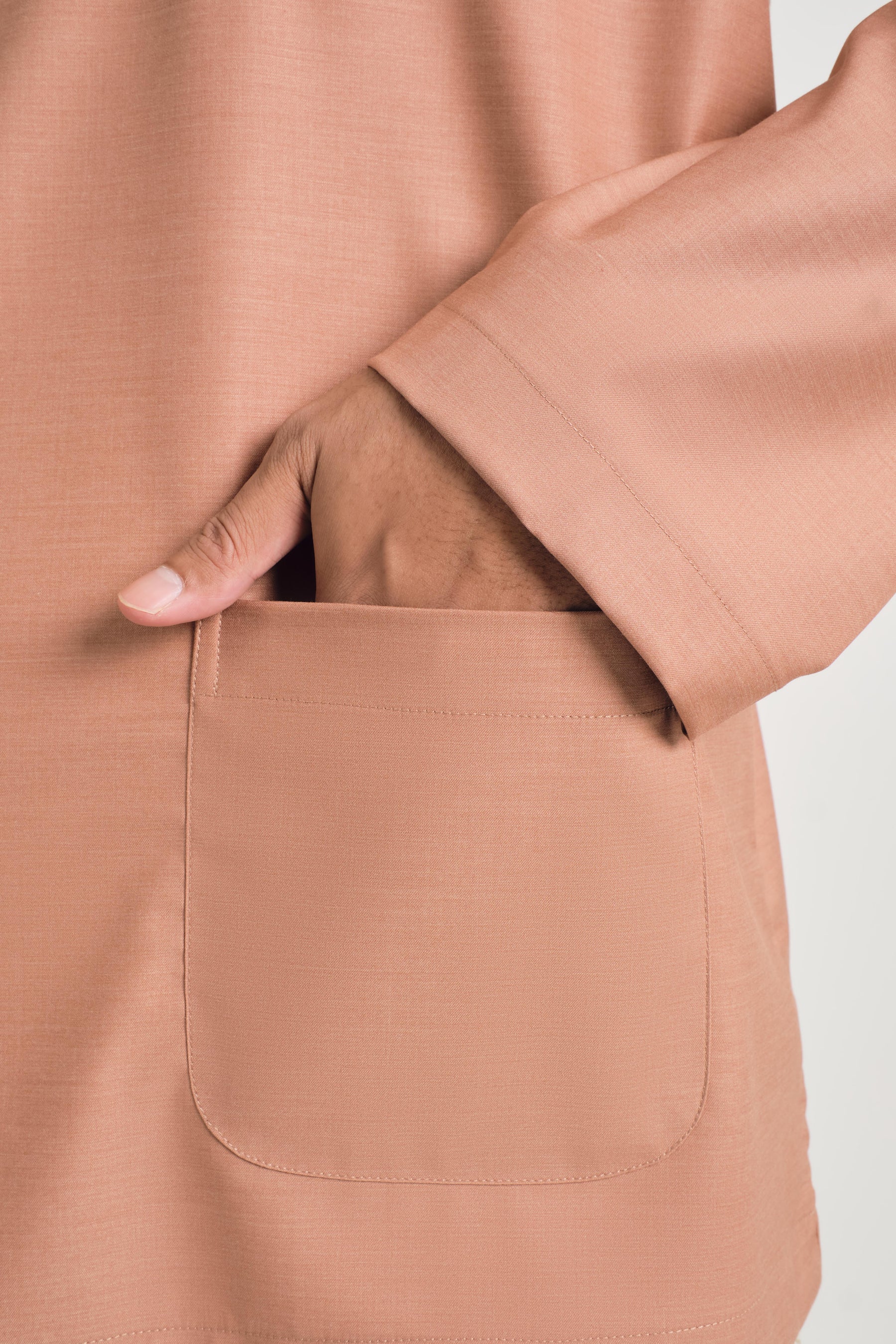 Patawali Classic Fit Baju Melayu Teluk Belanga - Clay Brown