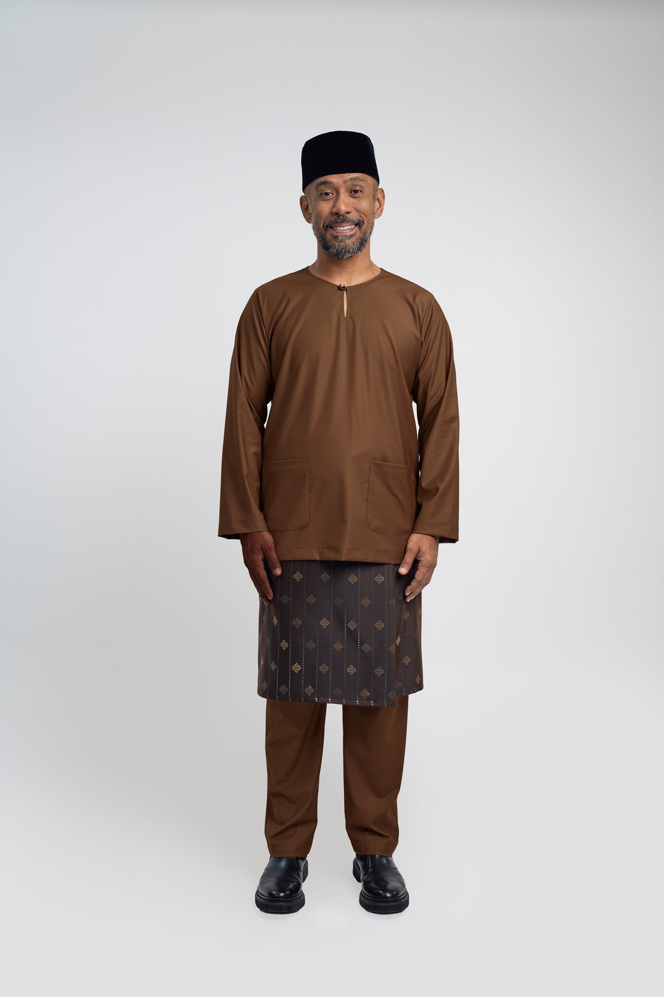 Patawali Modern Fit Baju Melayu Teluk Belanga - Coffee Brown