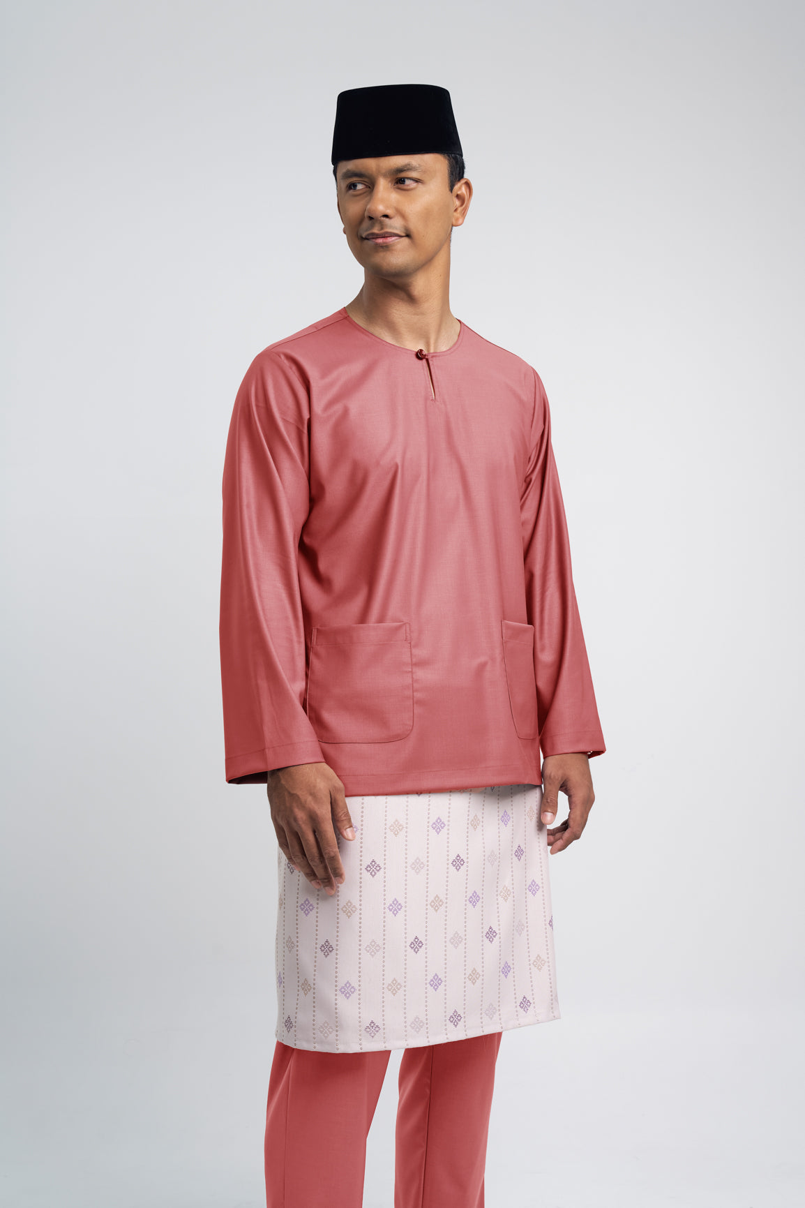 Patawali Modern Fit Baju Melayu Teluk Belanga - Dark Rose