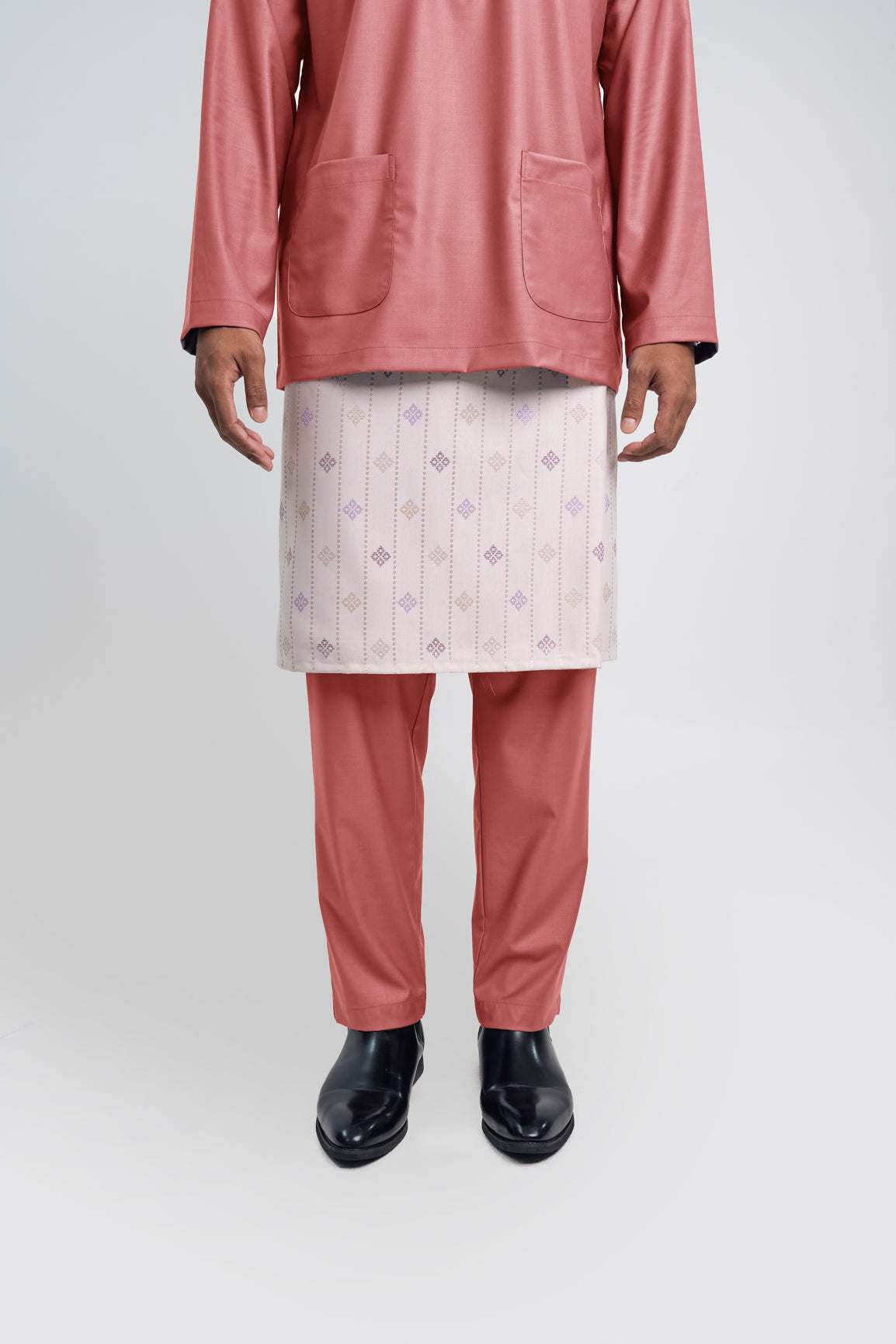 Patawali Modern Fit Baju Melayu Teluk Belanga - Dark Rose