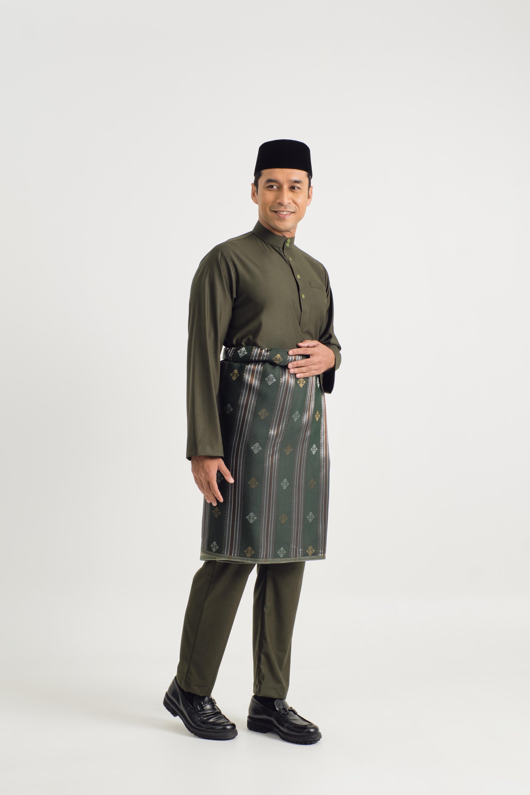 Patawali Baju Melayu Cekak Musang - Dark Army Green