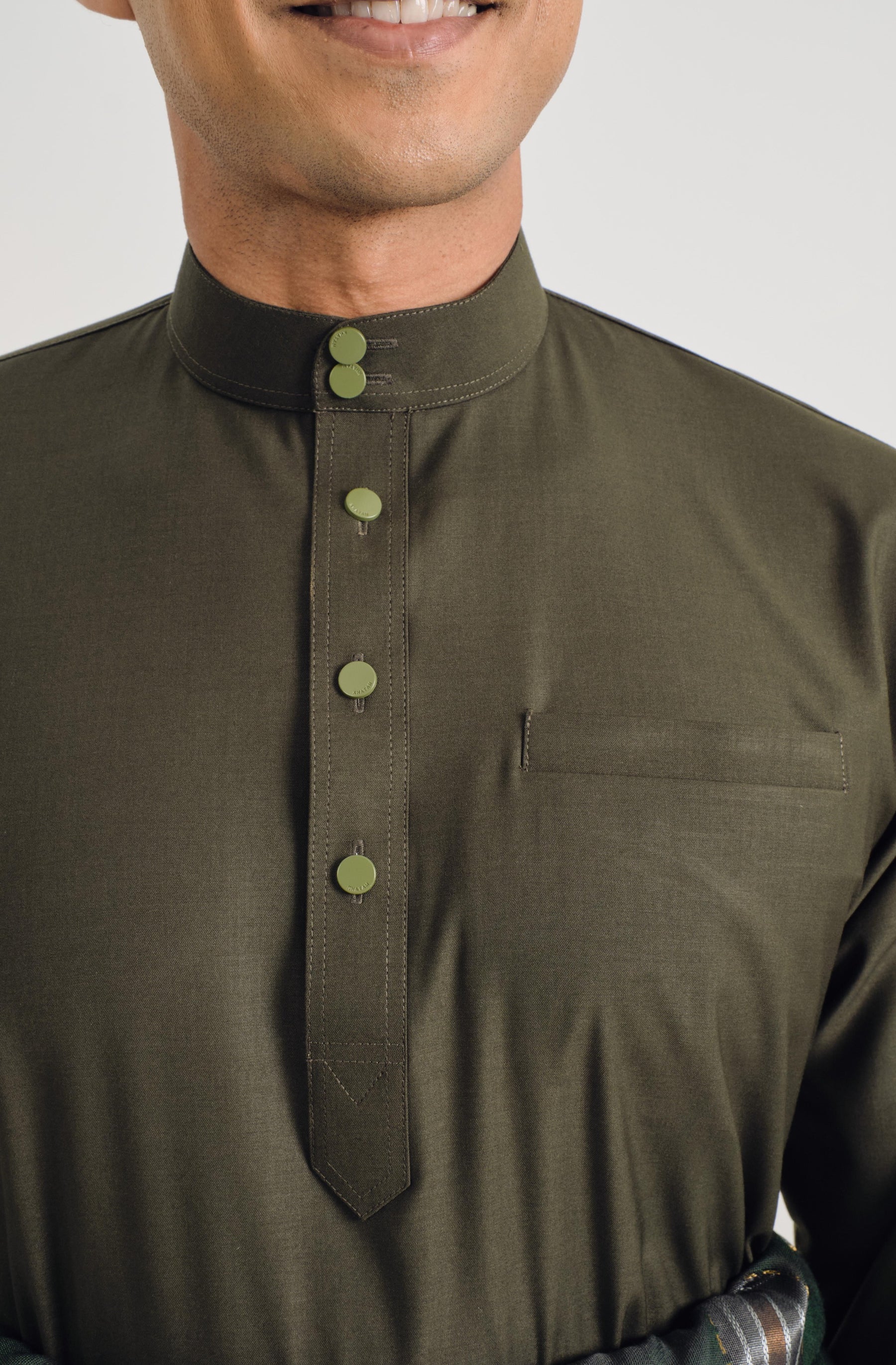 Patawali Baju Melayu Cekak Musang - Dark Army Green