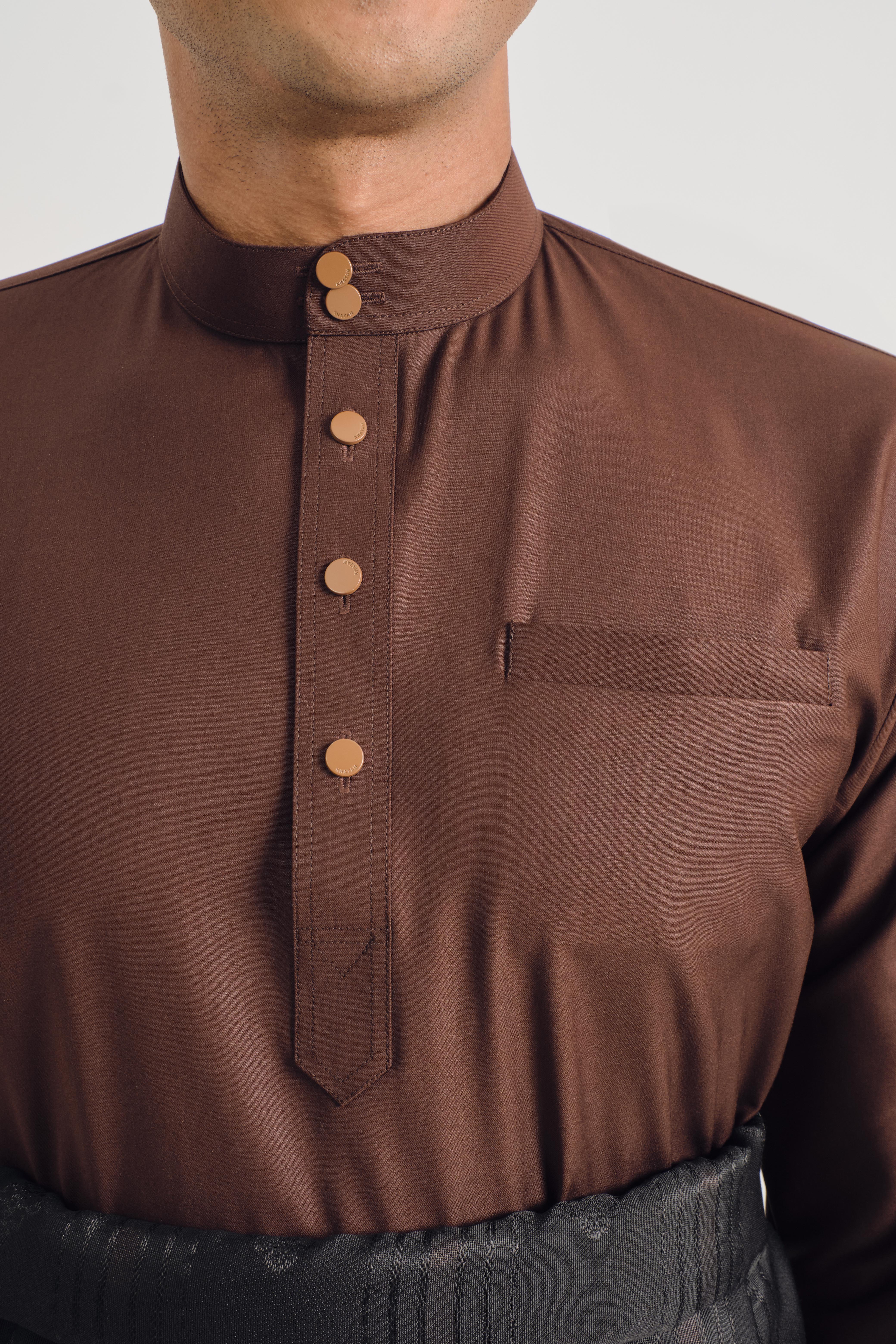 Patawali Baju Melayu Cekak Musang - Dark Brown