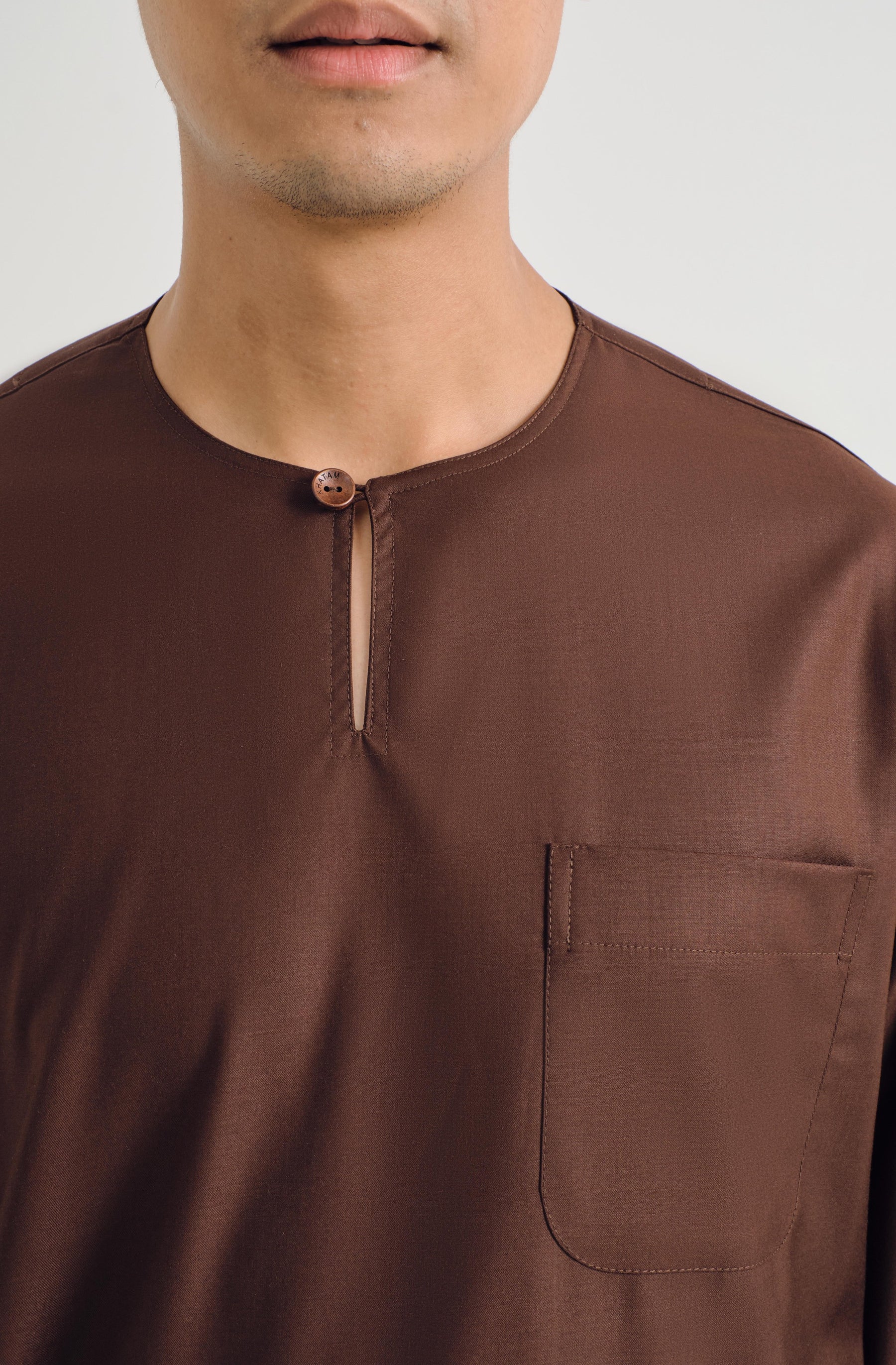 Patawali Classic Fit Baju Melayu Teluk Belanga - Dark Brown