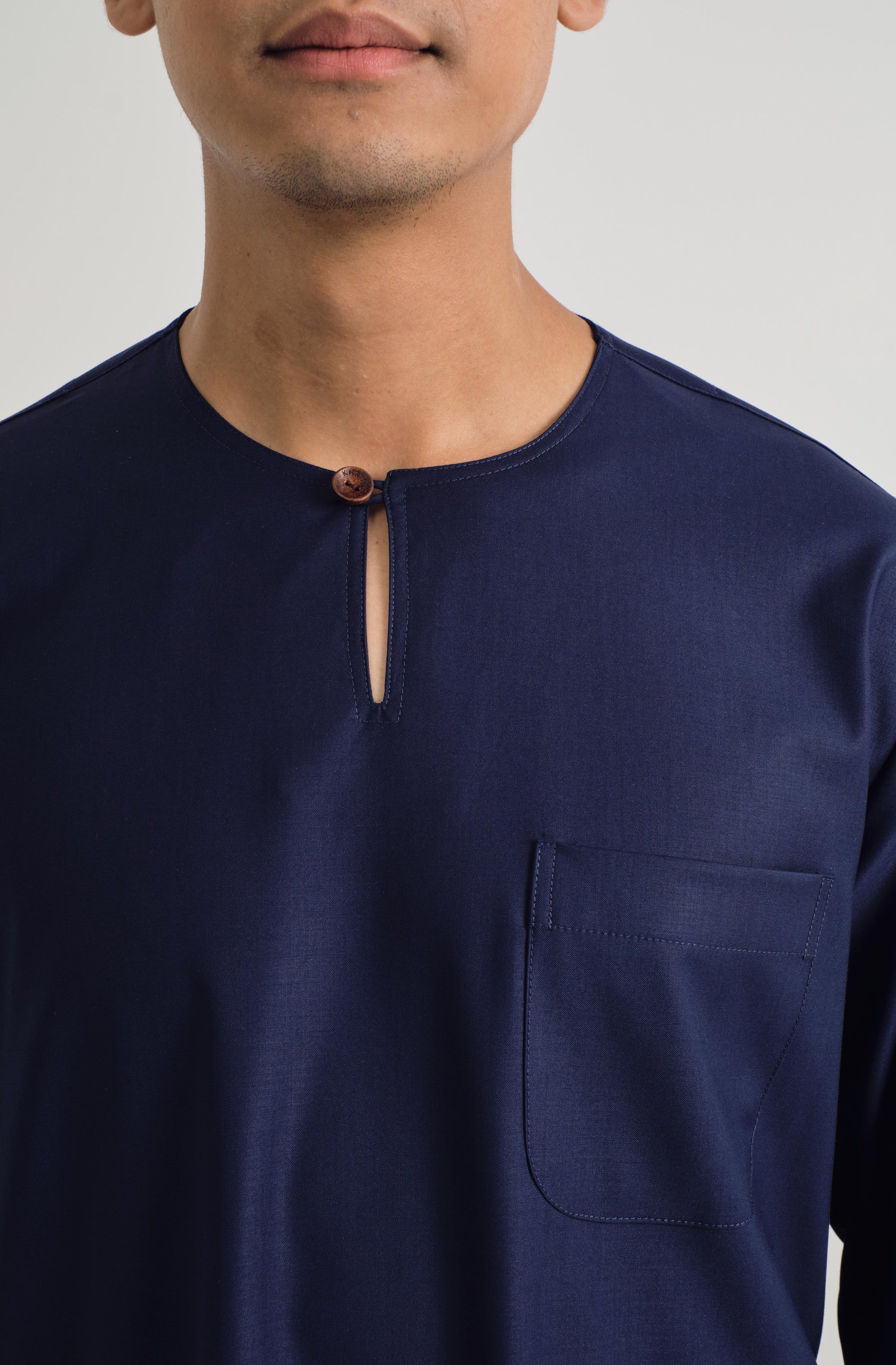 Patawali Classic Fit Baju Melayu Teluk Belanga - Dark Navy