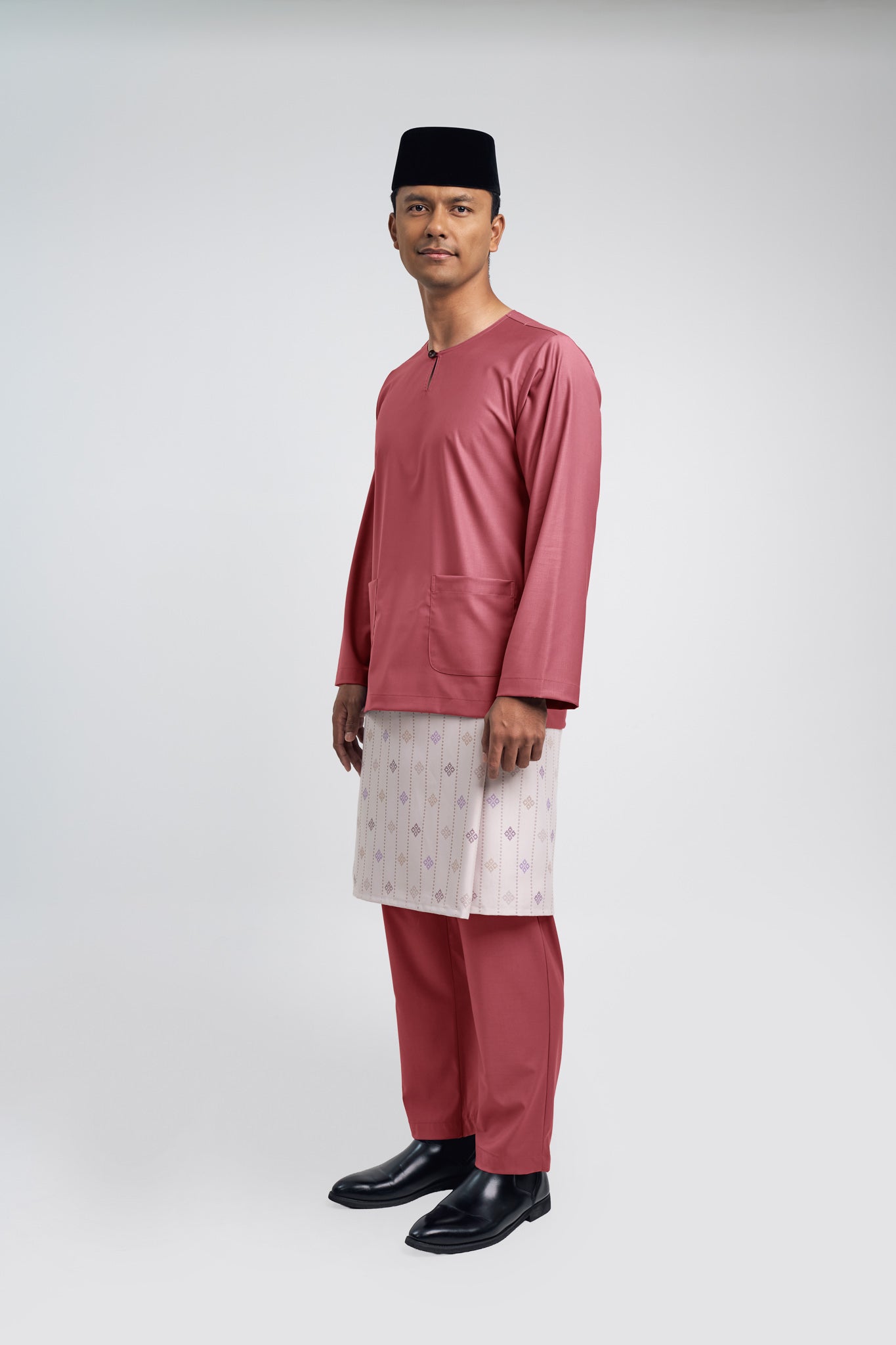 Patawali Modern Fit Baju Melayu Teluk Belanga - Dark Rose