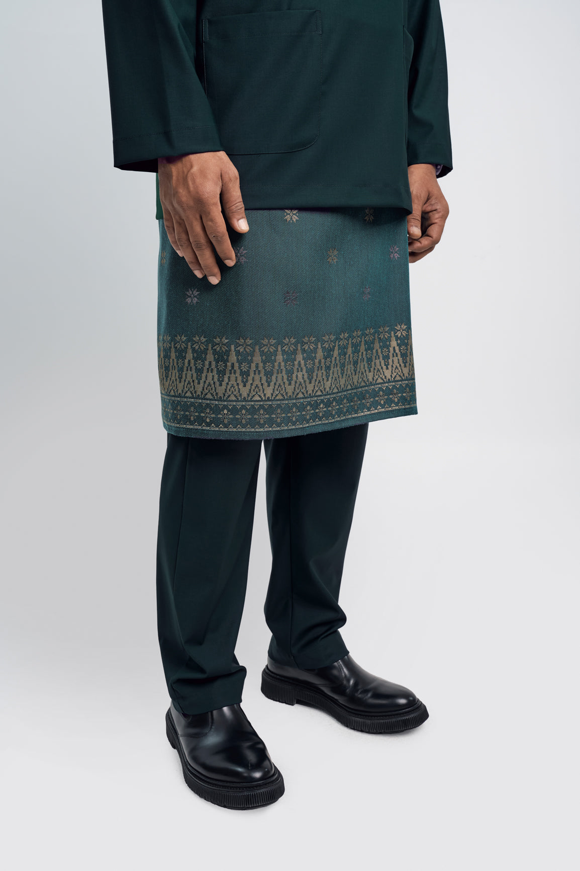 Patawali Modern Fit Baju Melayu Teluk Belanga - Deep Green