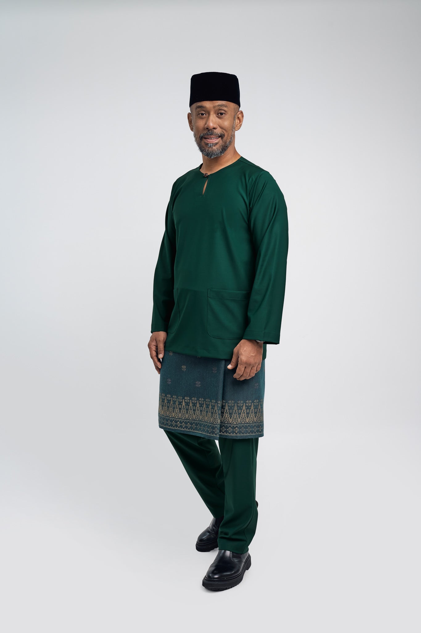Patawali Modern Fit Baju Melayu Teluk Belanga - Deep Green