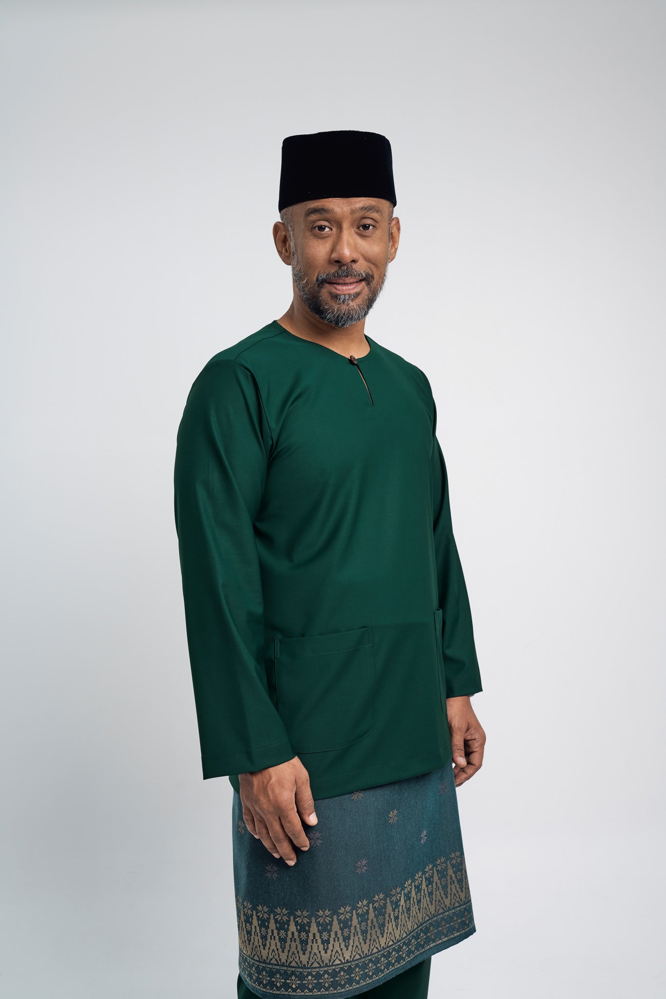Patawali Modern Fit Baju Melayu Teluk Belanga - Deep Green
