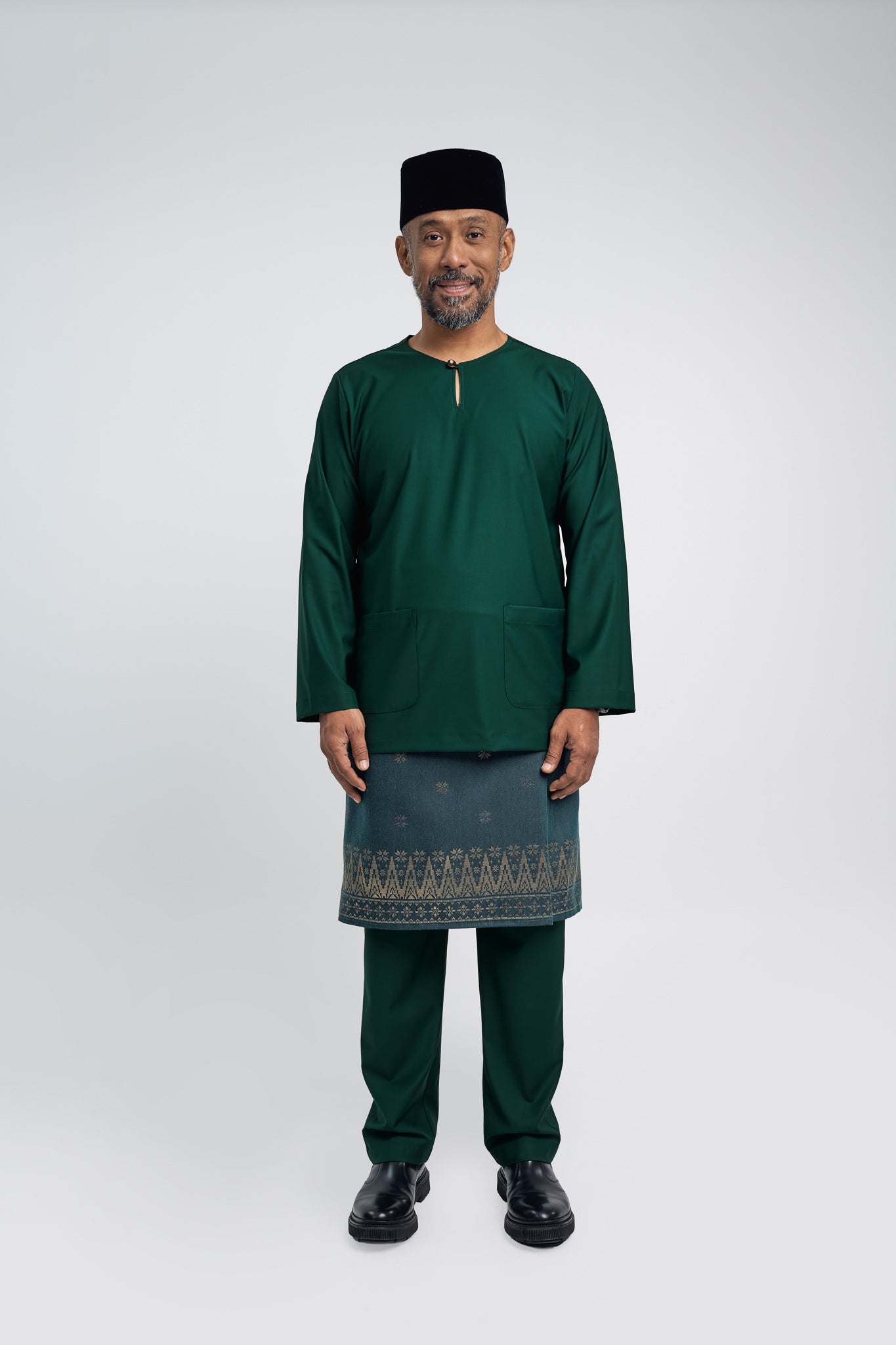 Patawali Modern Fit Baju Melayu Teluk Belanga - Deep Green