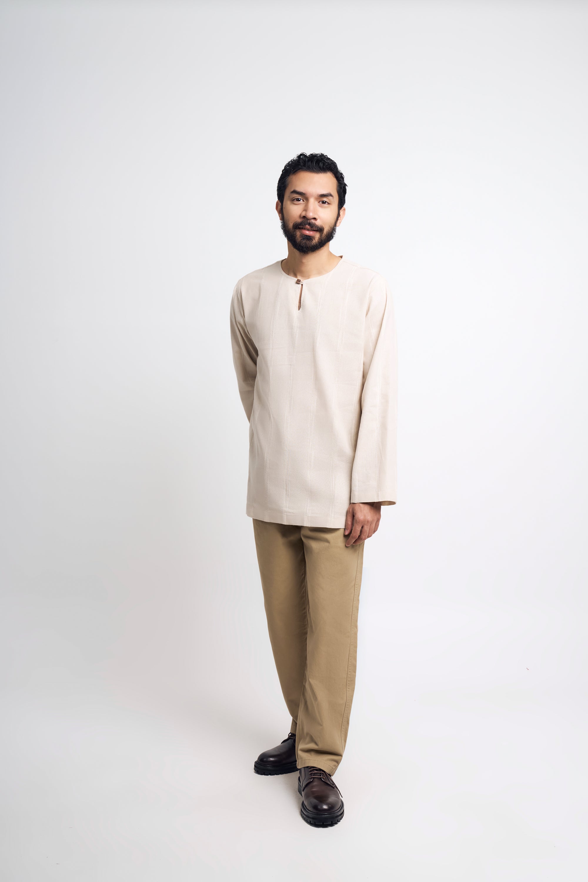 Detak Modern Fit Long Sleeves Top - Beige