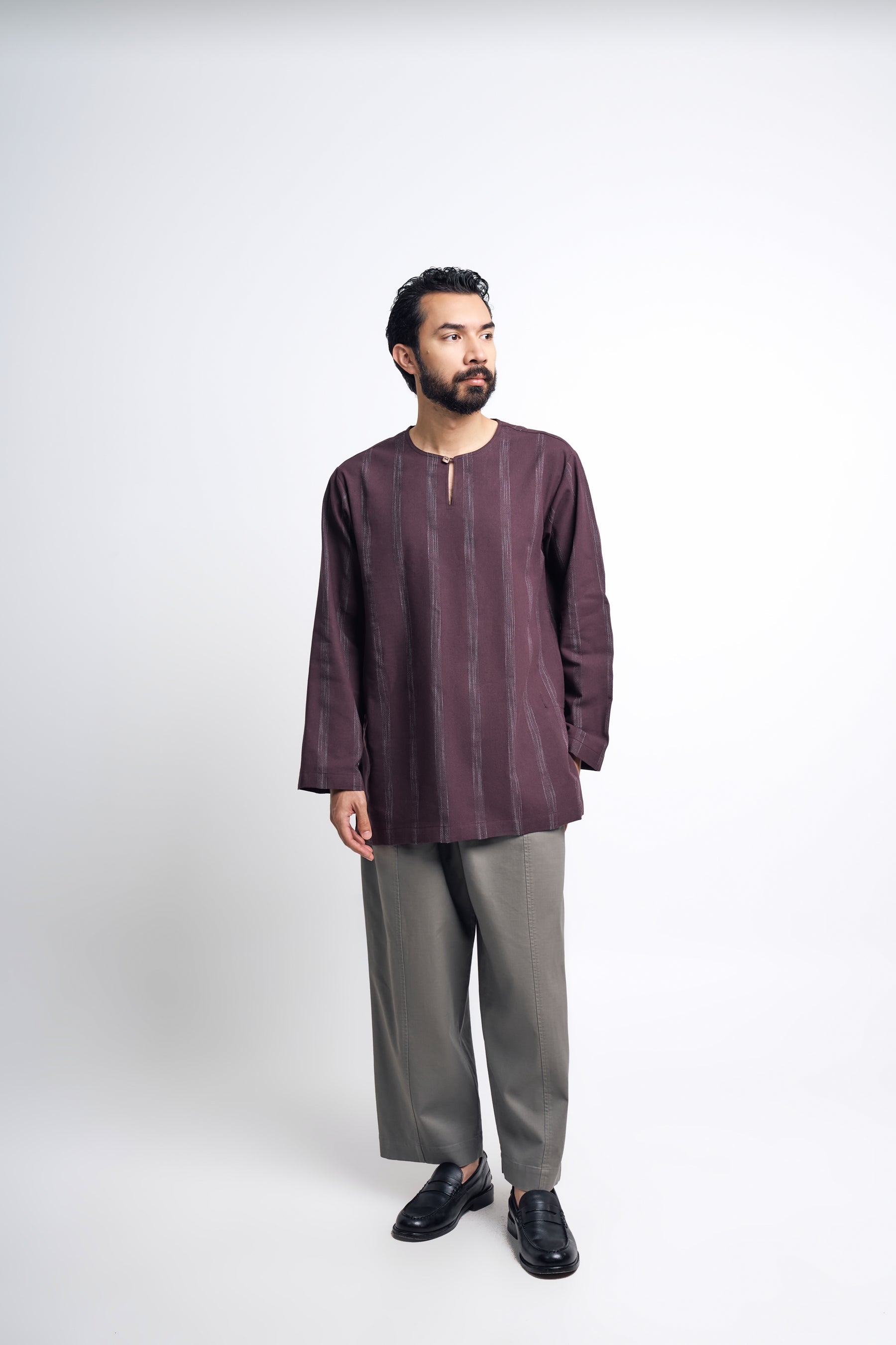 Detak Modern Fit Long Sleeves Top - Burgundy