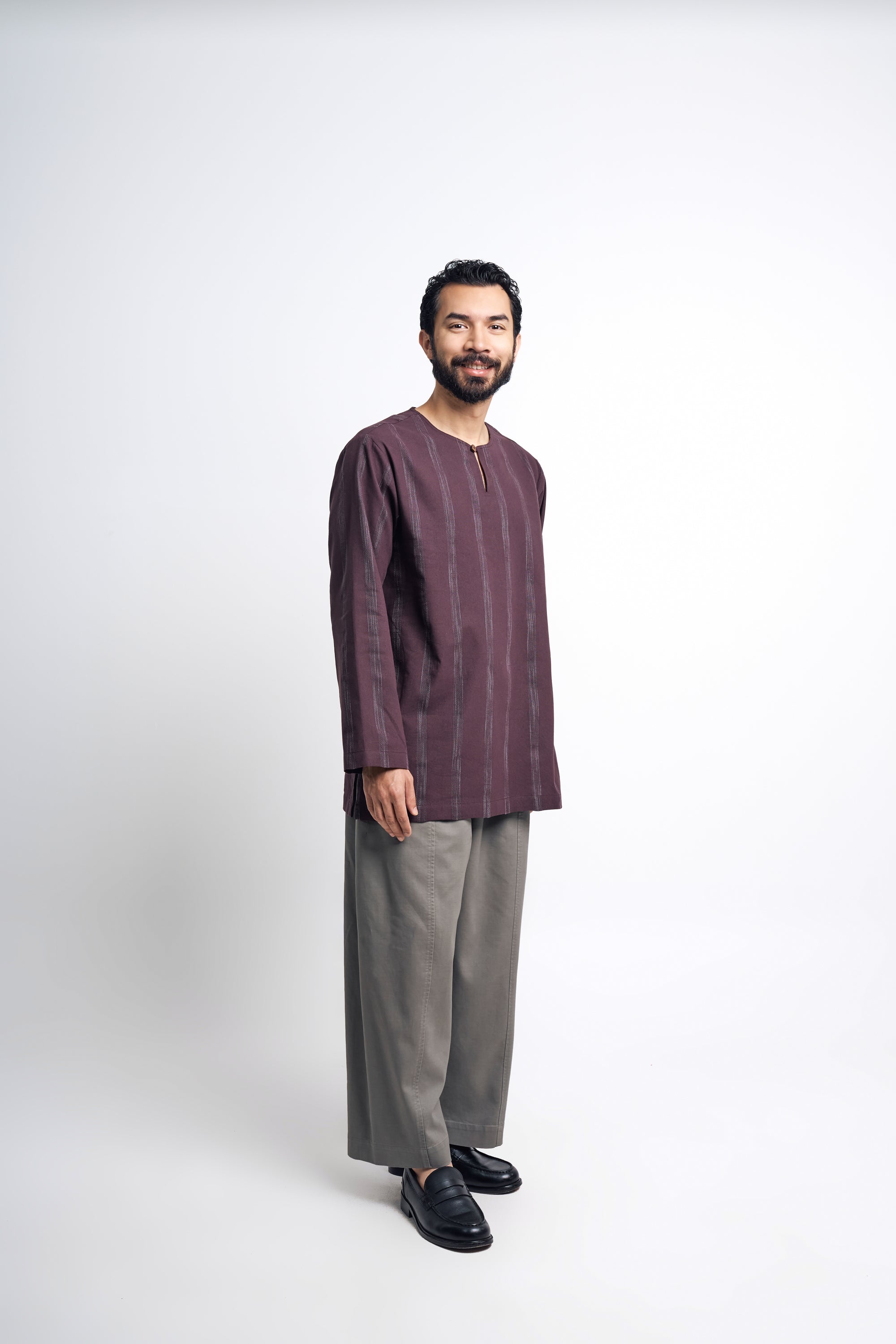 Detak Modern Fit Long Sleeves Top - Burgundy