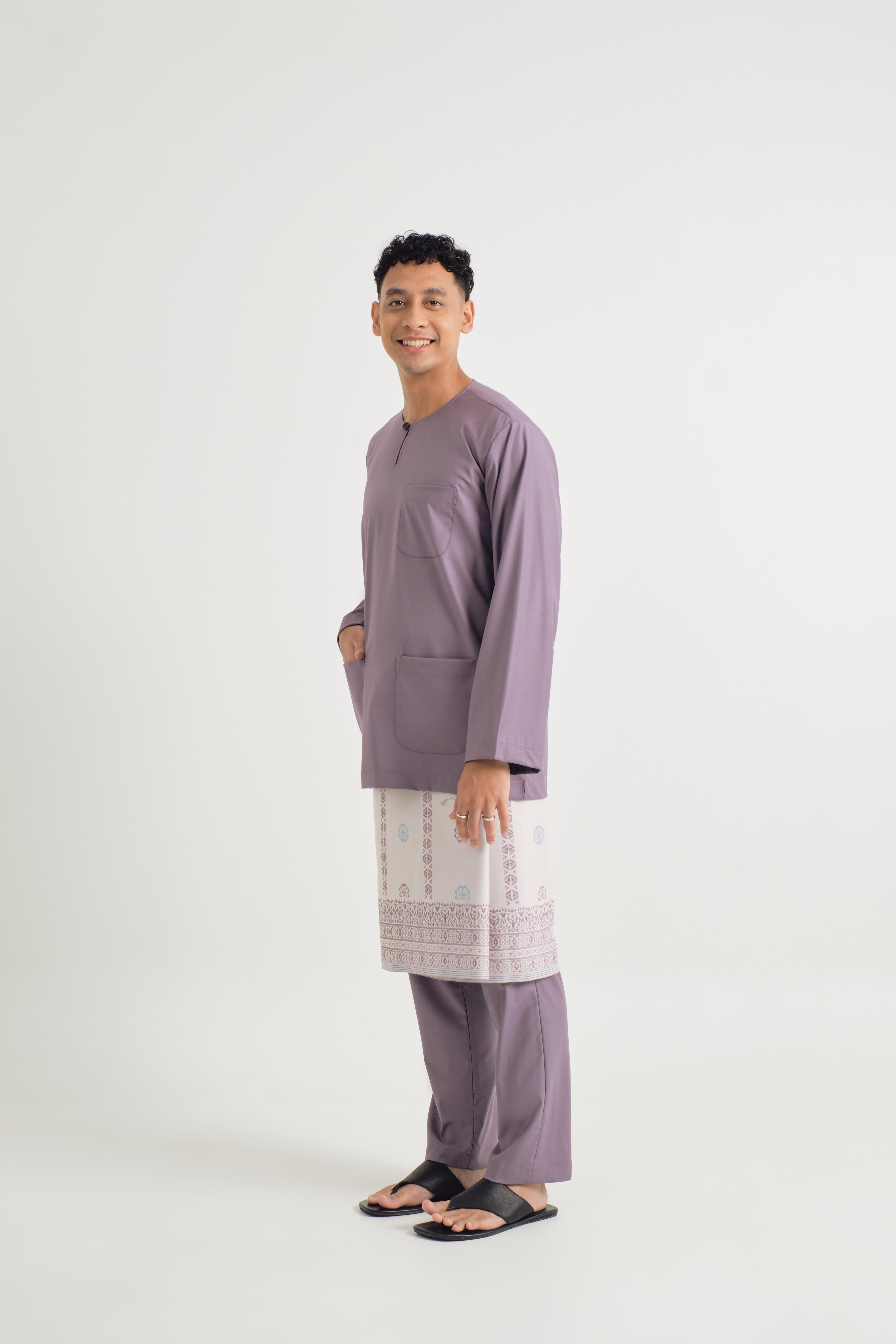 Patawali Classic Fit Baju Melayu Teluk Belanga - Dusty Lilac