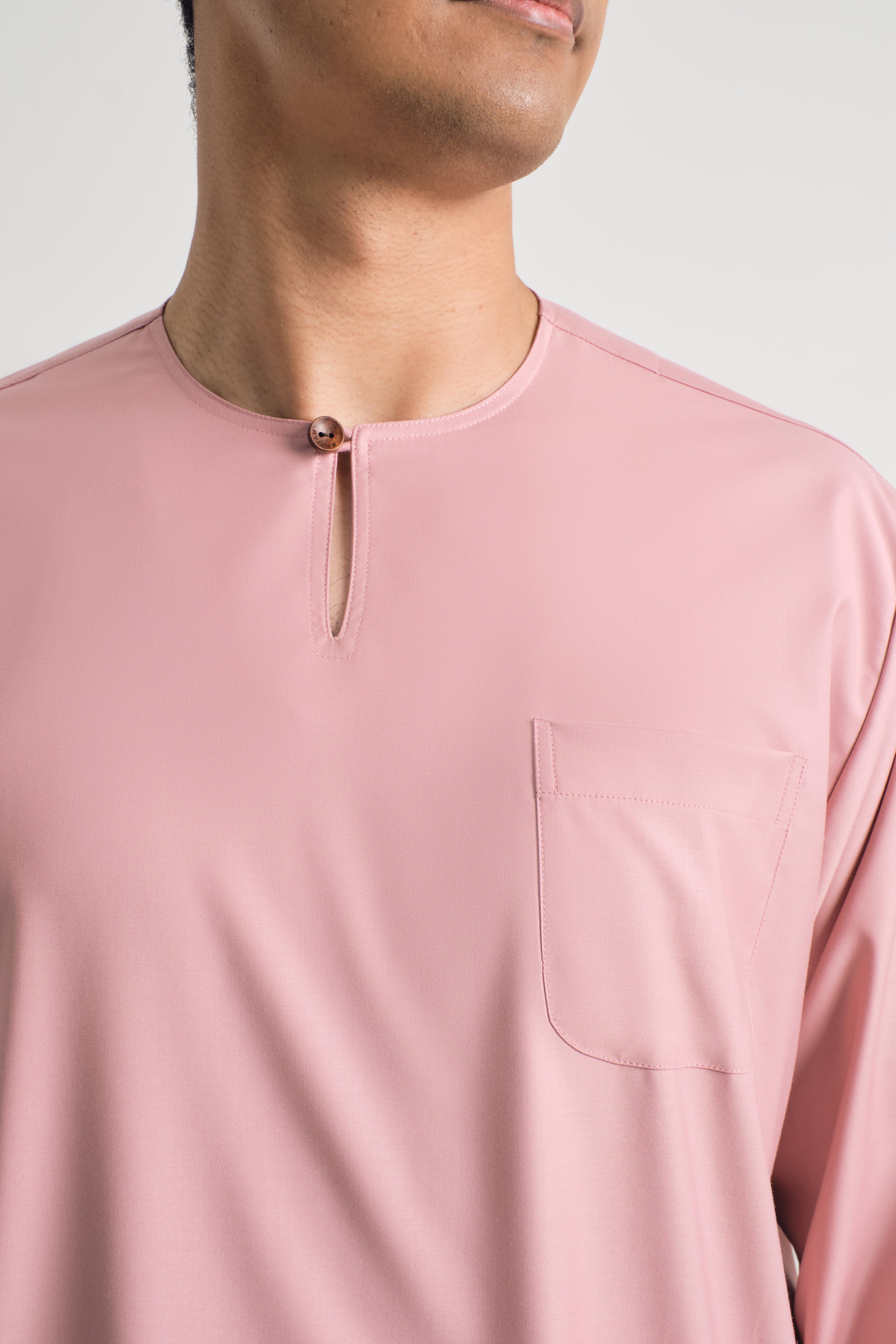 Patawali Classic Fit Baju Melayu Teluk Belanga - Dusty Pink