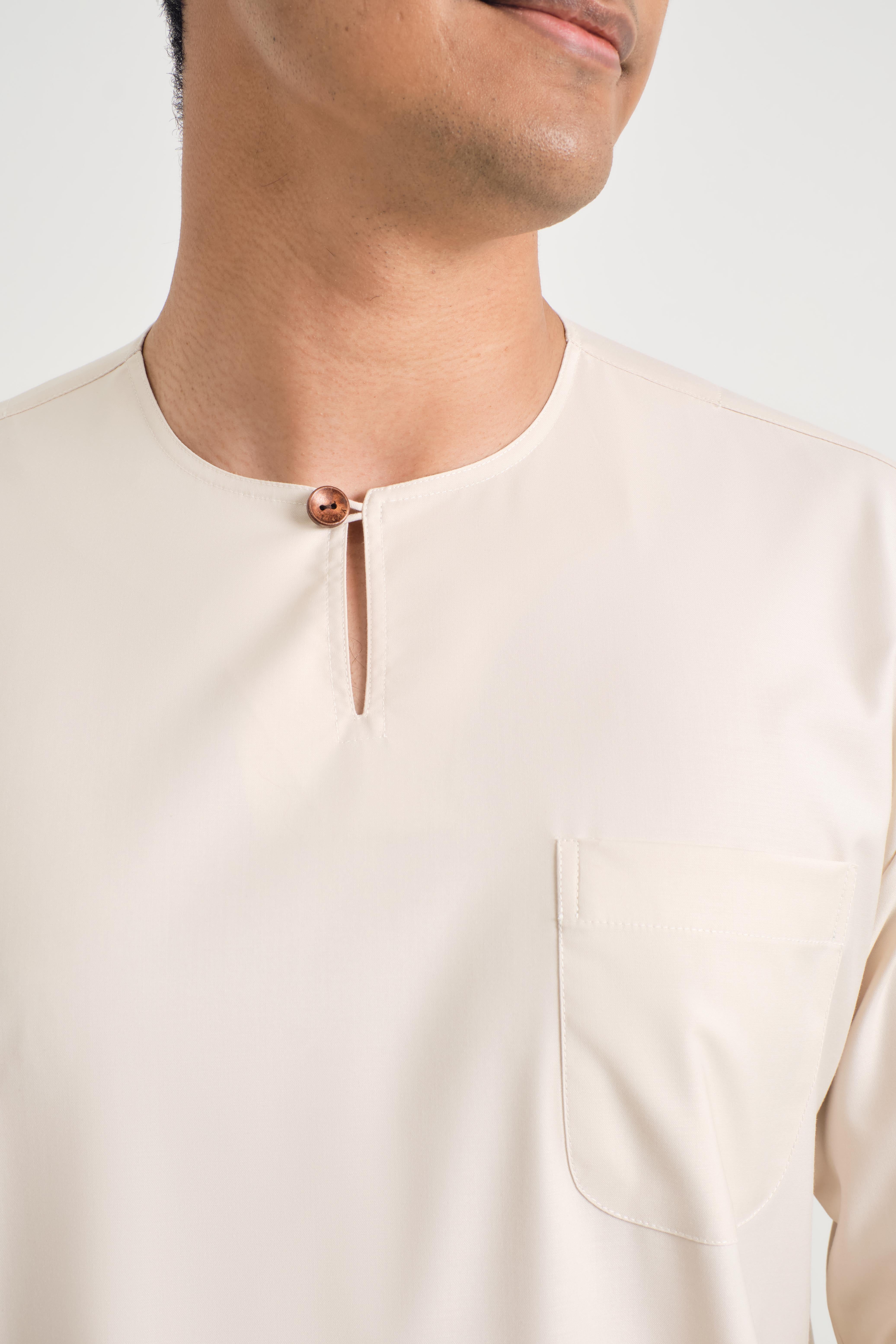 Patawali Classic Fit Baju Melayu Teluk Belanga - Ecru Beige