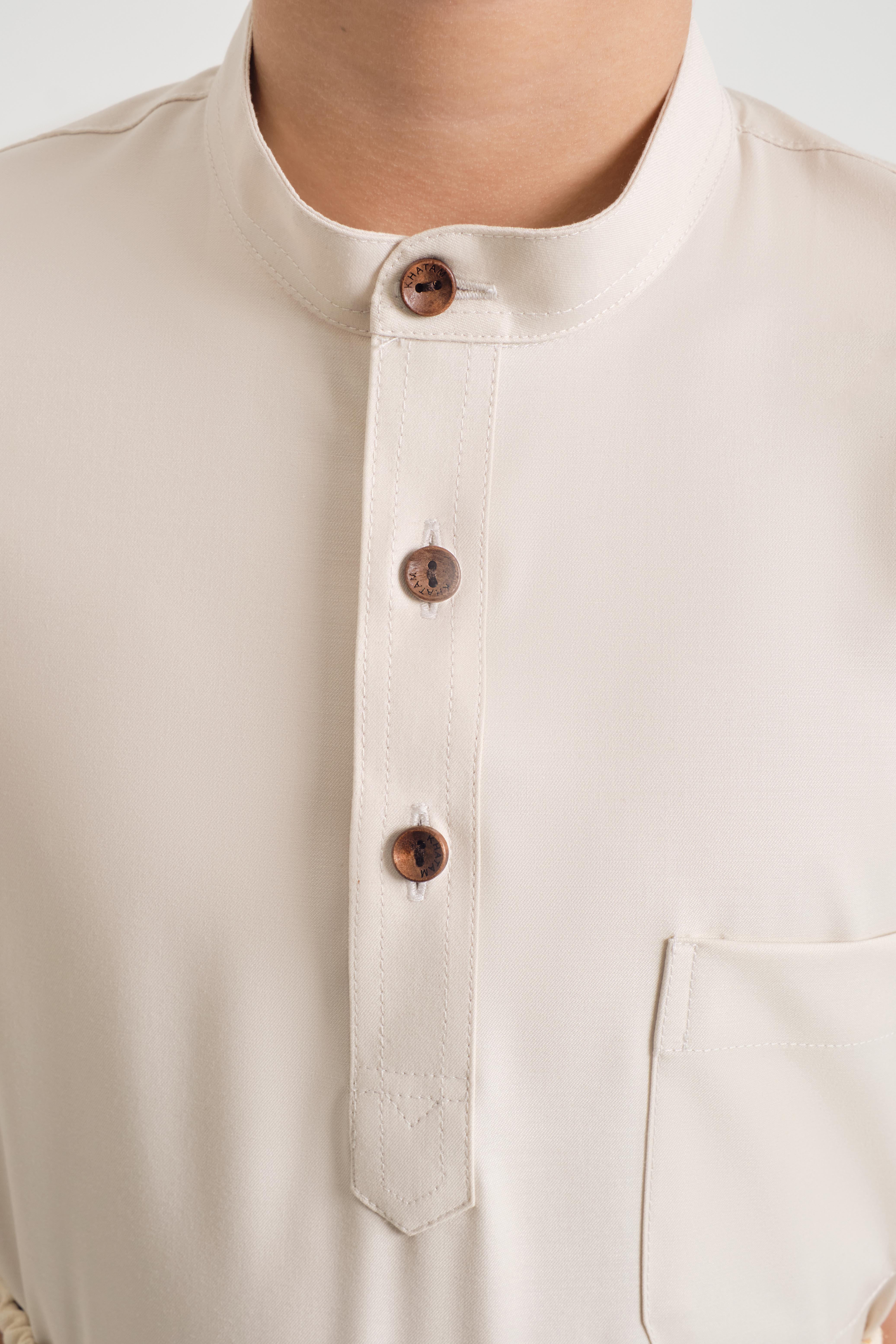 Patawali Boys Baju Melayu Cekak Musang - Ecru Beige