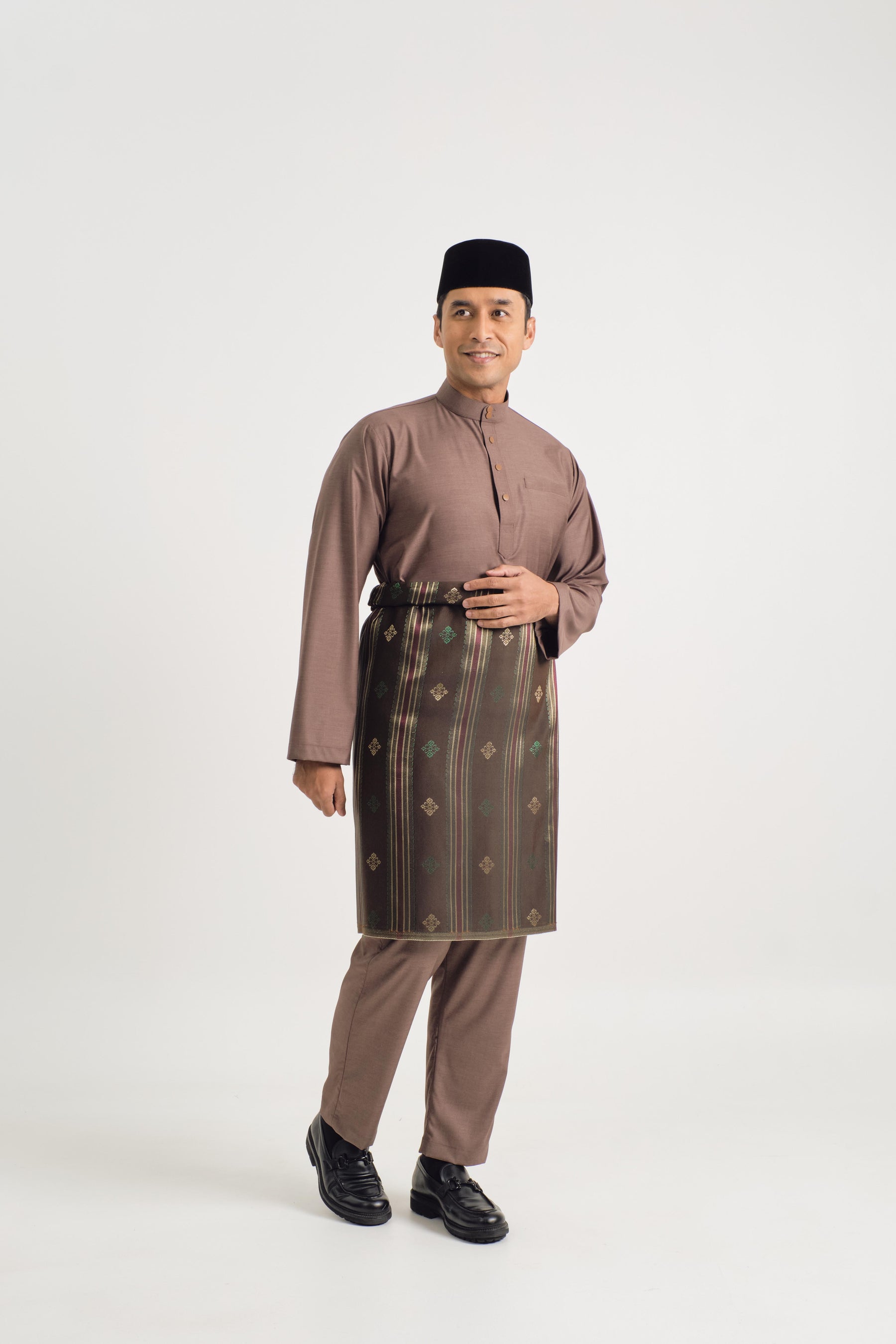 Patawali Baju Melayu Cekak Musang - Espresso