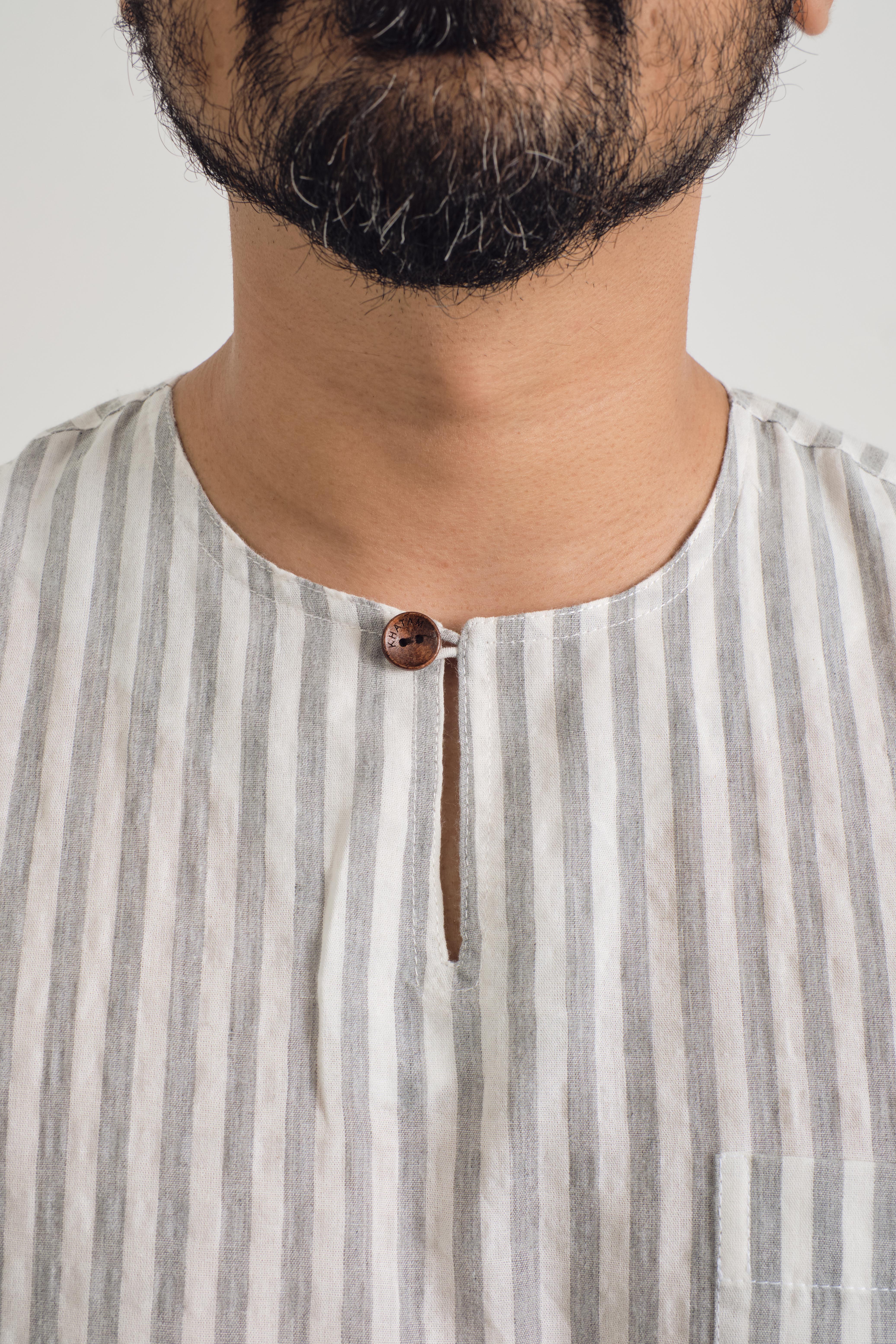 Pangku Men Top Classic Fit - Stripe Grey