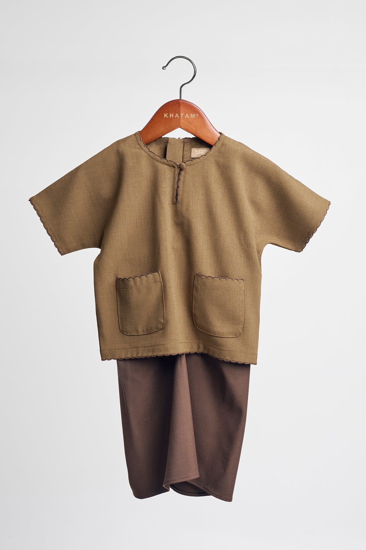 Kemudi Baby Girl Baju Kurung - Olive Brown