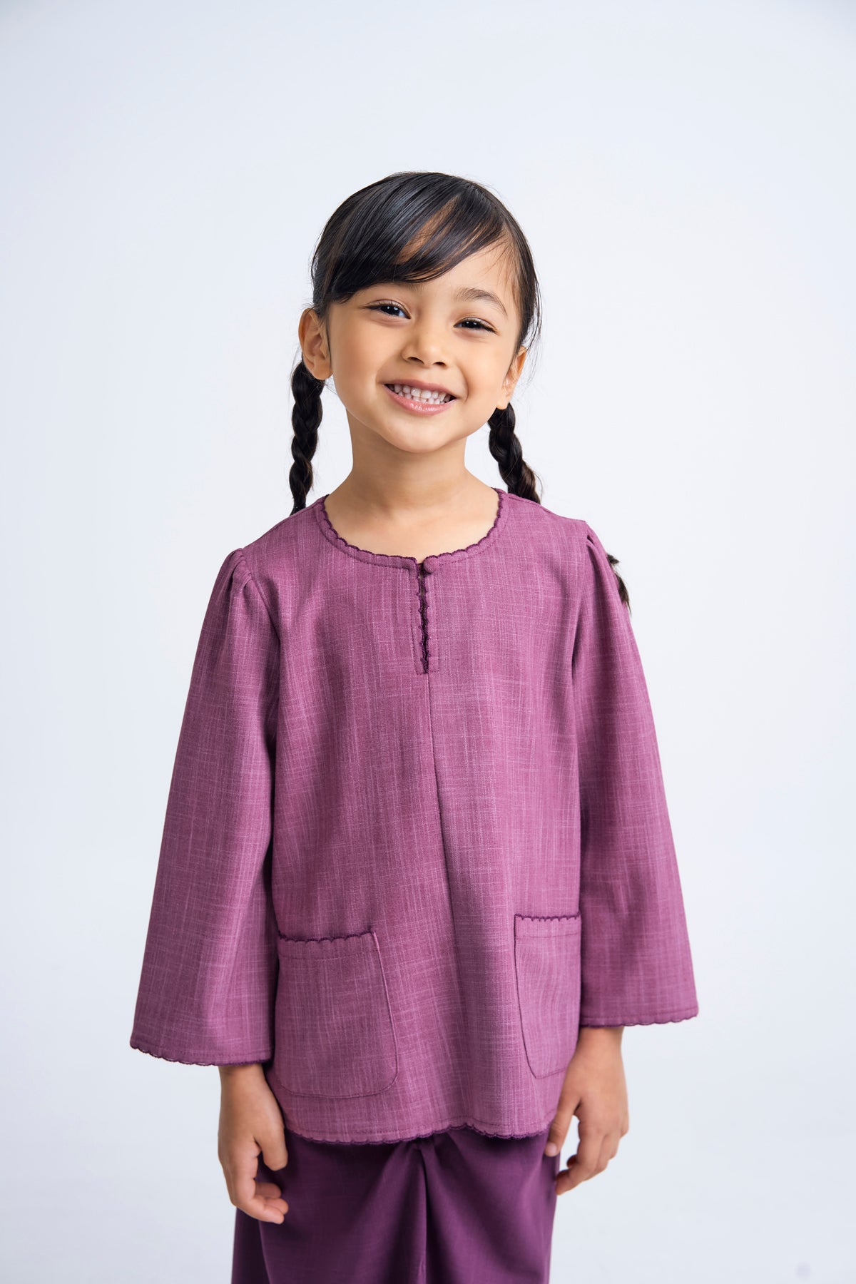 Kemudi Girls Baju Kurung - Mulberry Pink