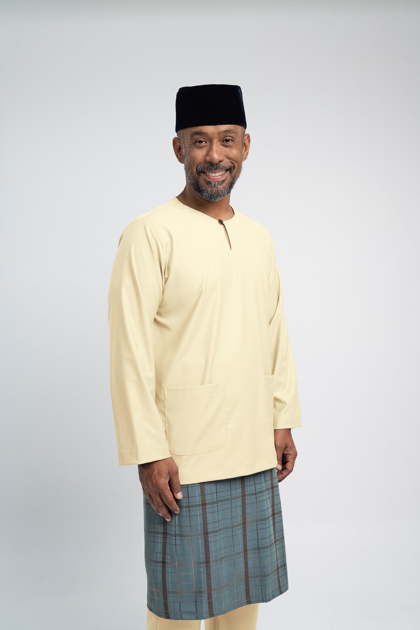 Patawali Modern Fit Baju Melayu Teluk Belanga - Kuning Langsat