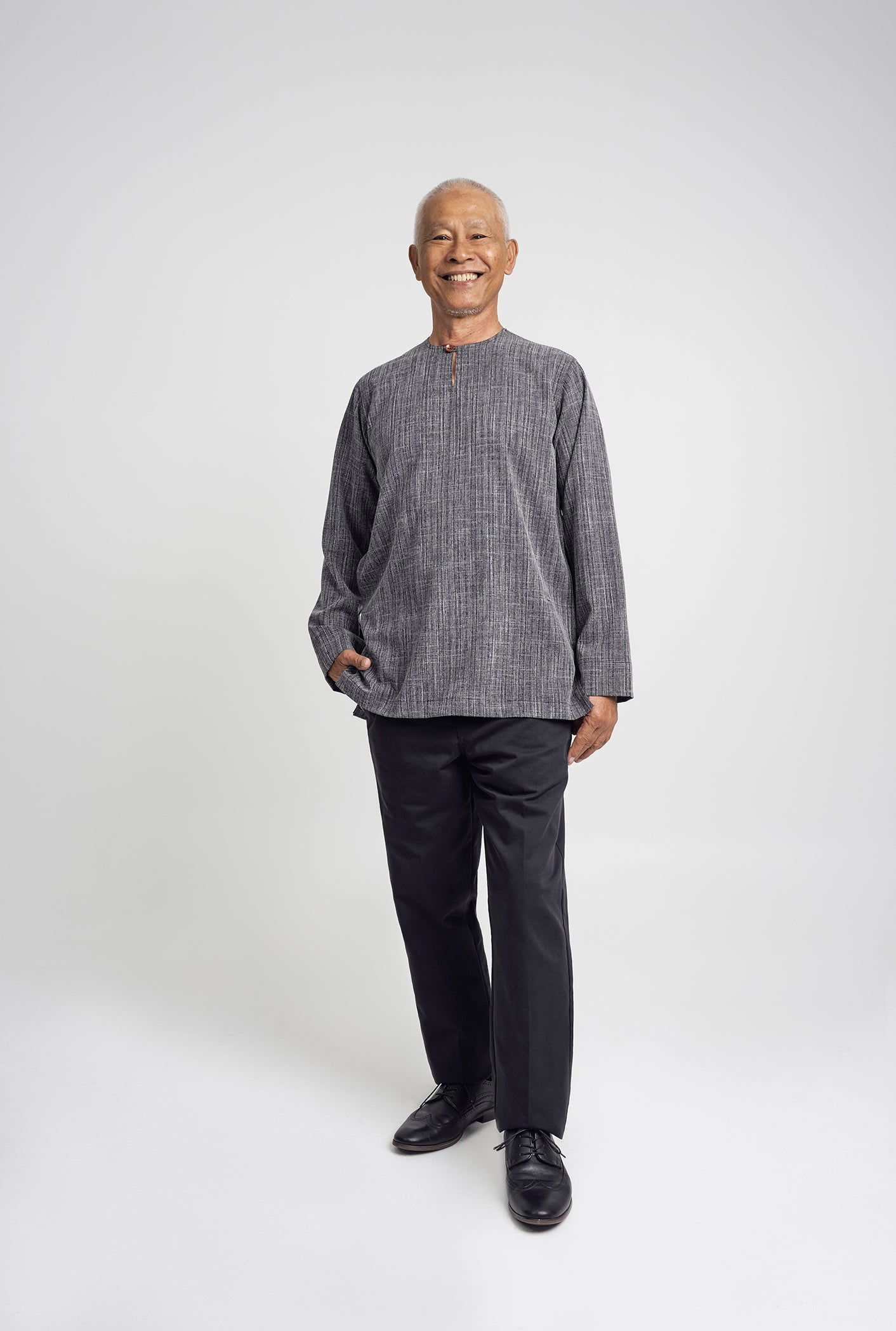 Lembar Modern Fit Long Sleeves Top - Charcoal