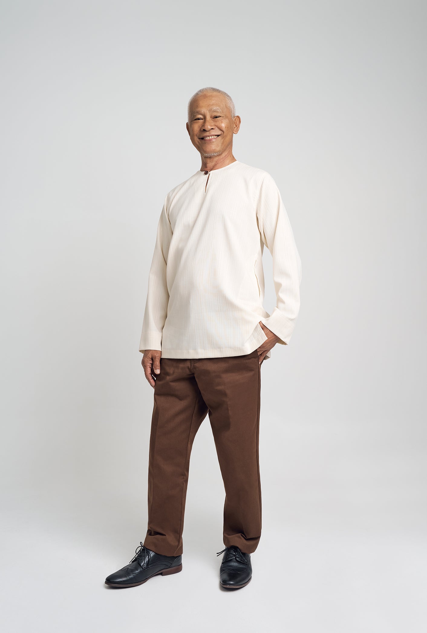 Lembar Modern Fit Long Sleeves Top - Cream