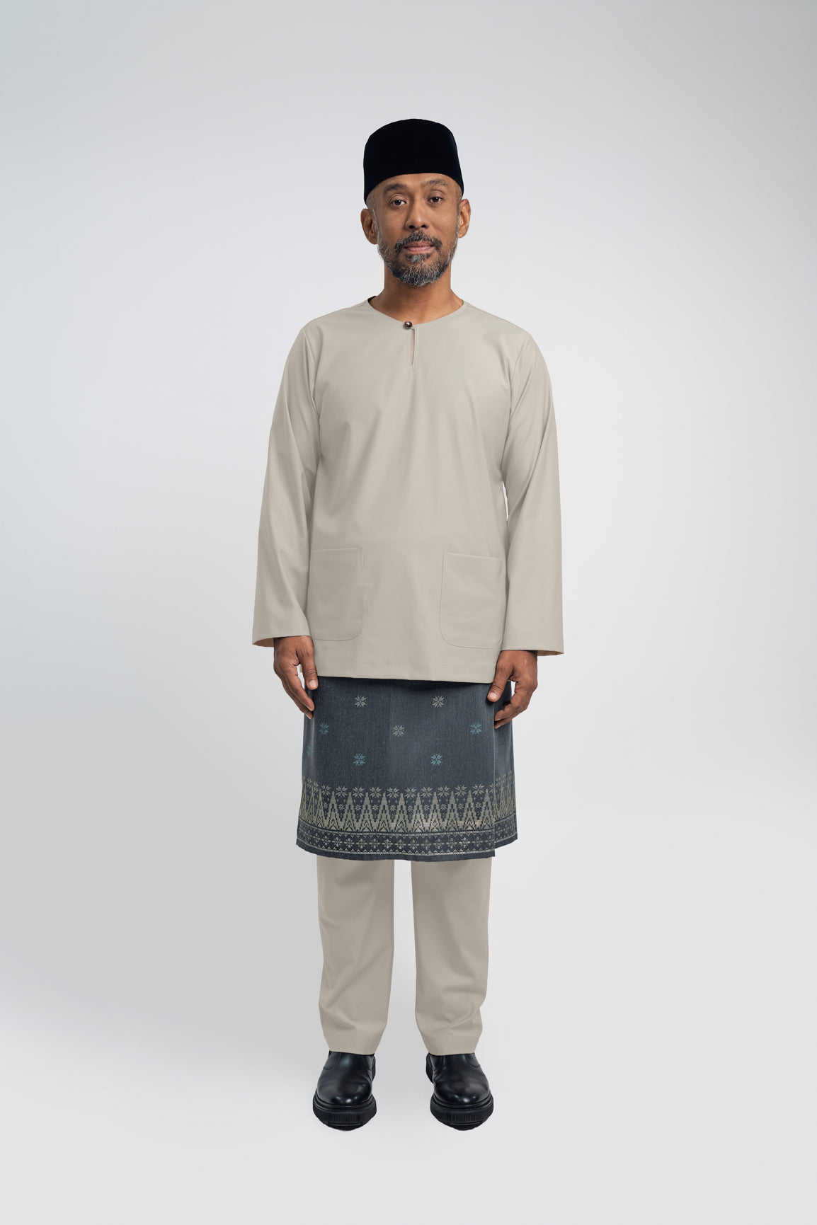 Patawali Modern Fit Baju Melayu Teluk Belanga - Light Khaki