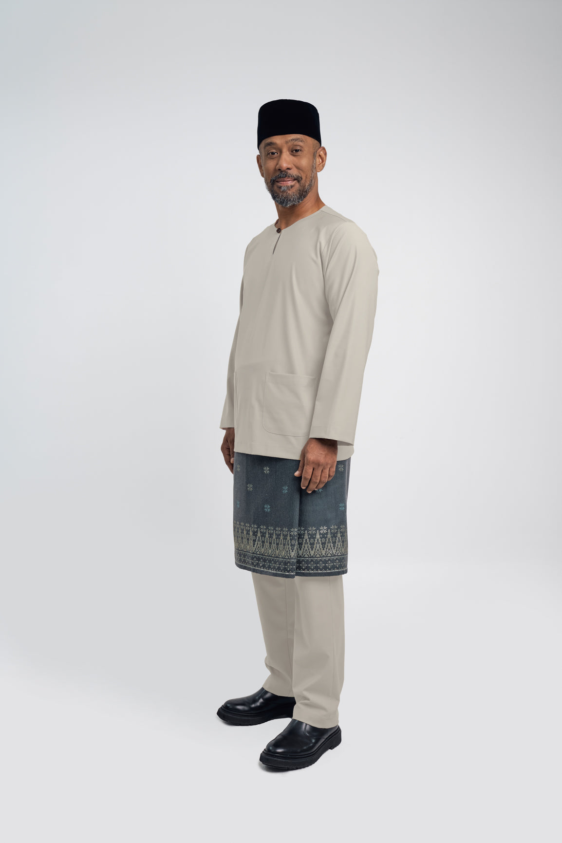 Patawali Modern Fit Baju Melayu Teluk Belanga - Light Khaki