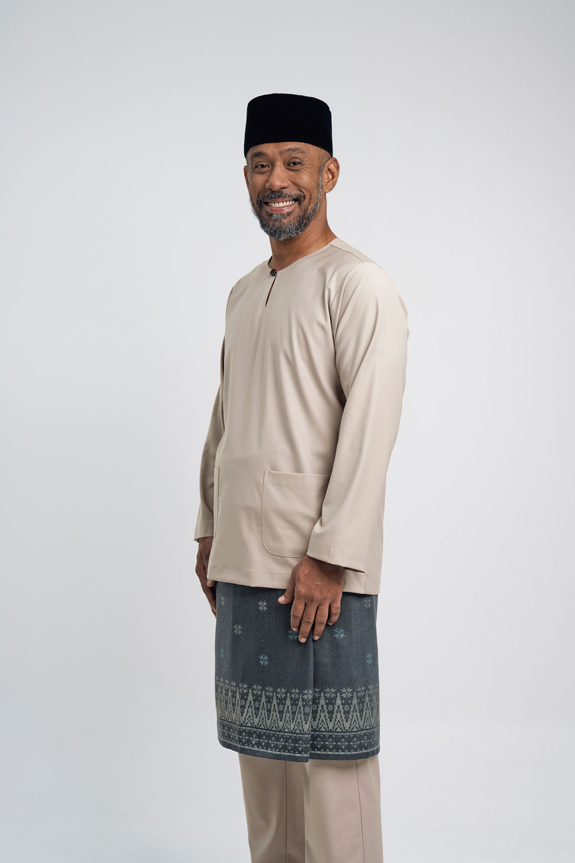 Patawali Modern Fit Baju Melayu Teluk Belanga - Light Taupe