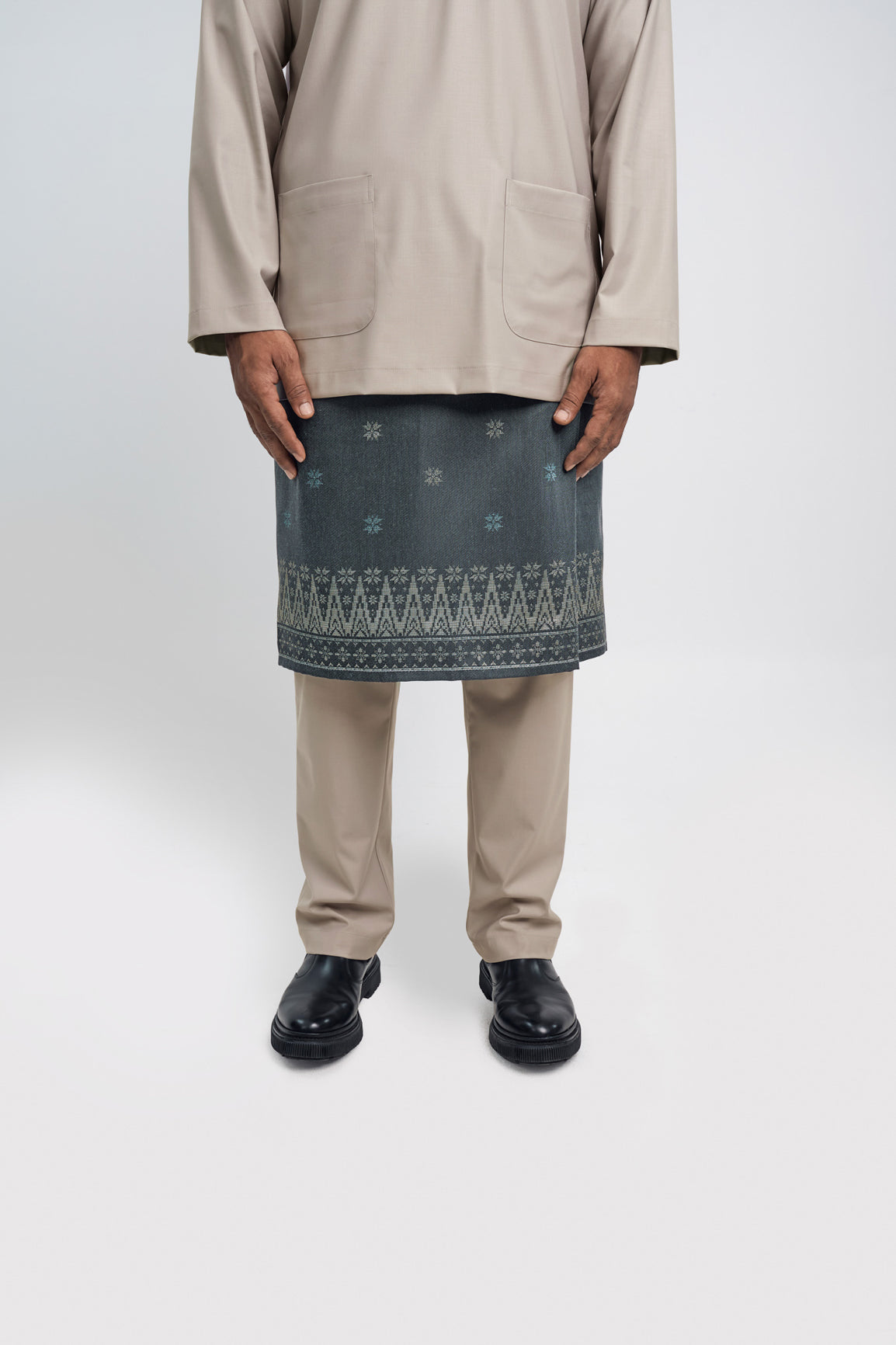 Patawali Modern Fit Baju Melayu Teluk Belanga - Light Taupe